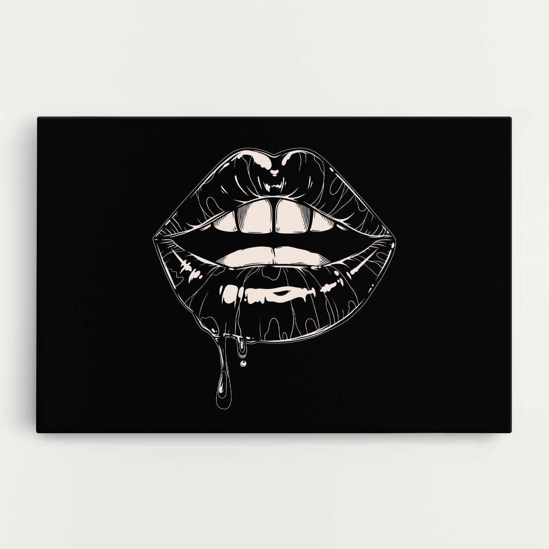 Tablou Canvas Open Lips On Black mockup 0
