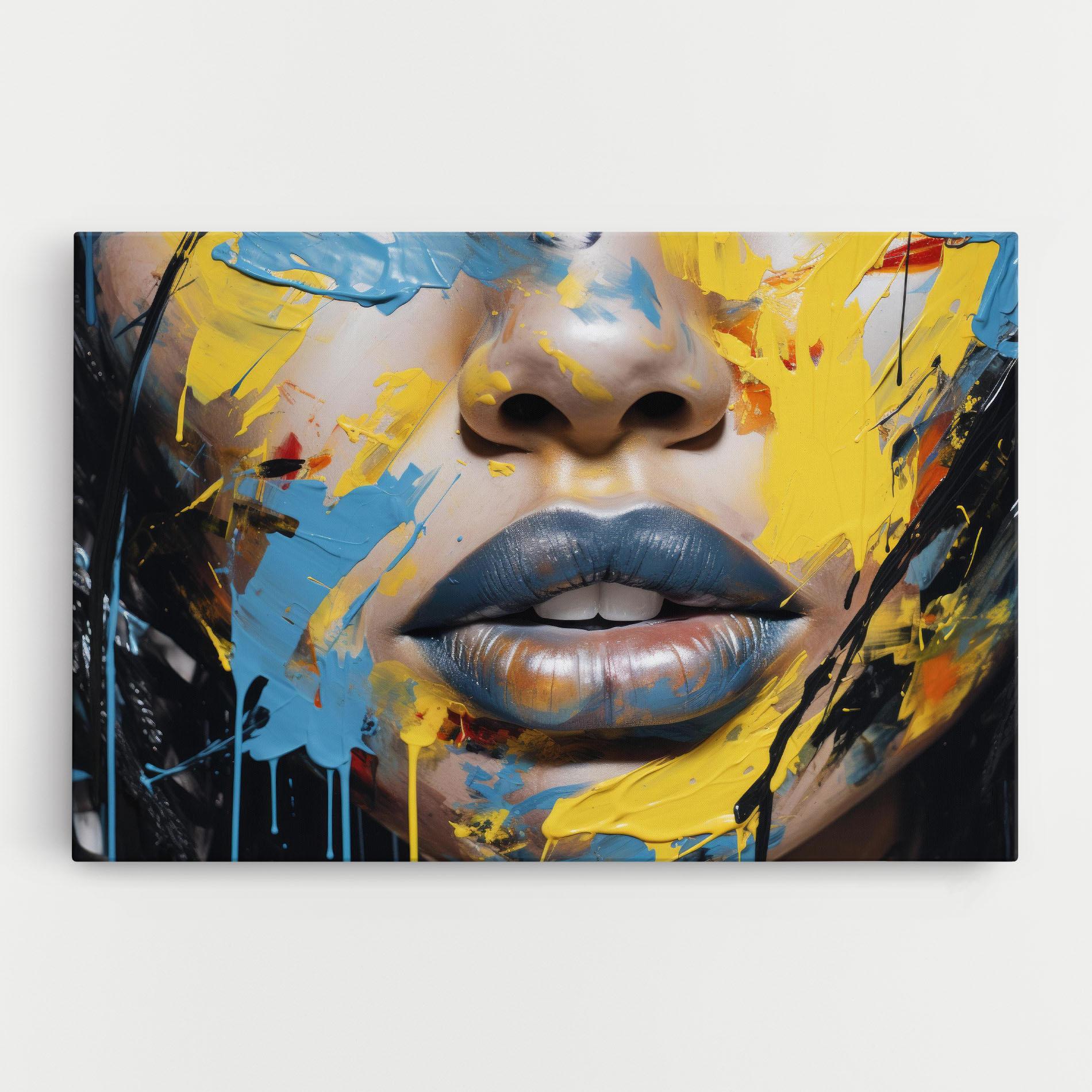 Tablou Canvas Yellow Blue Lips Art mockup 0
