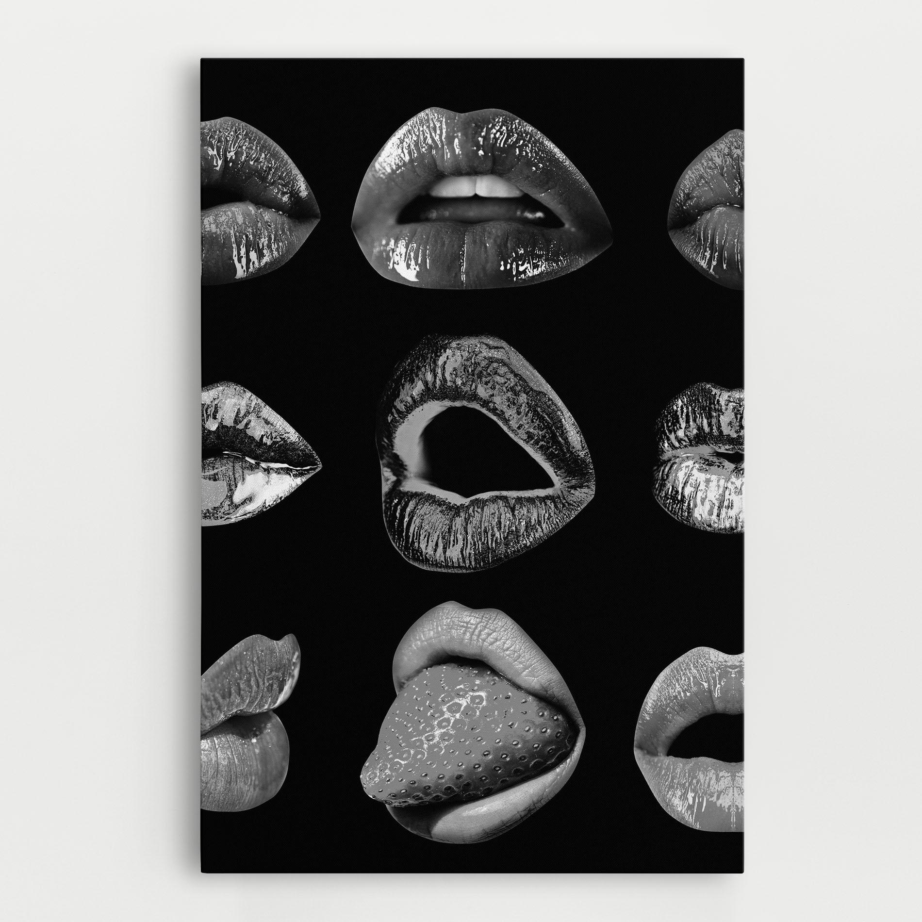 Tablou Canvas Grey Lips Collage mockup 0