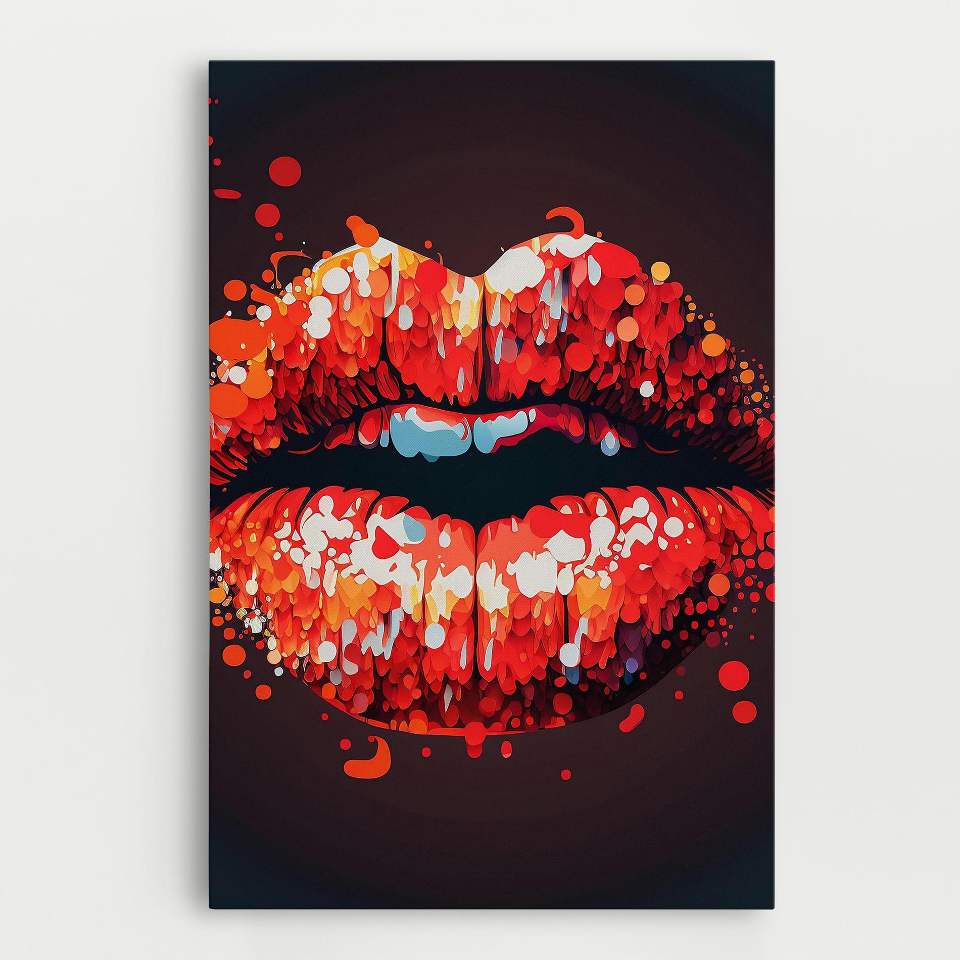 Tablou Canvas Red Lips With Word Lips It mockup 0