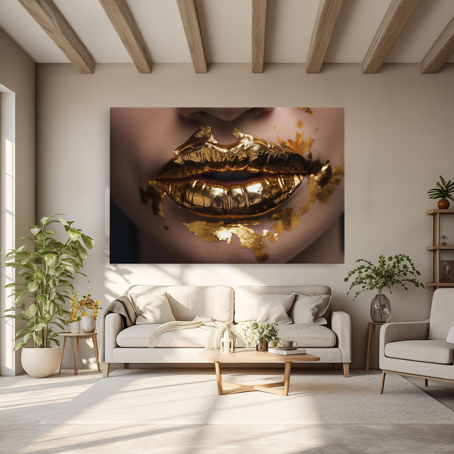Tablou Canvas Close Gold Lips mockup 6
