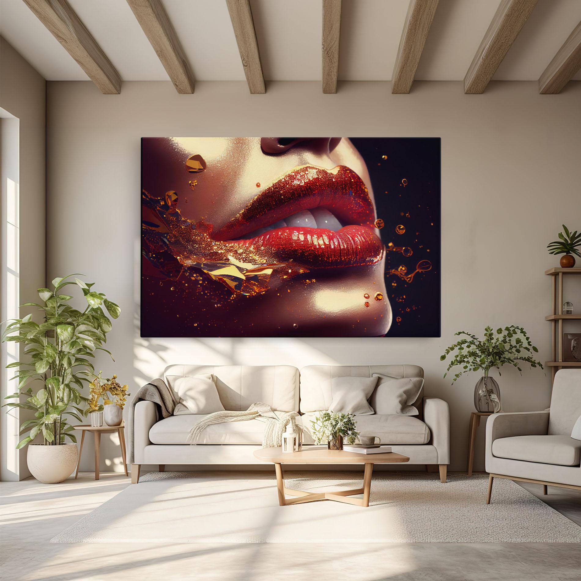 Tablou Canvas Gold Glitter Lips mockup 6