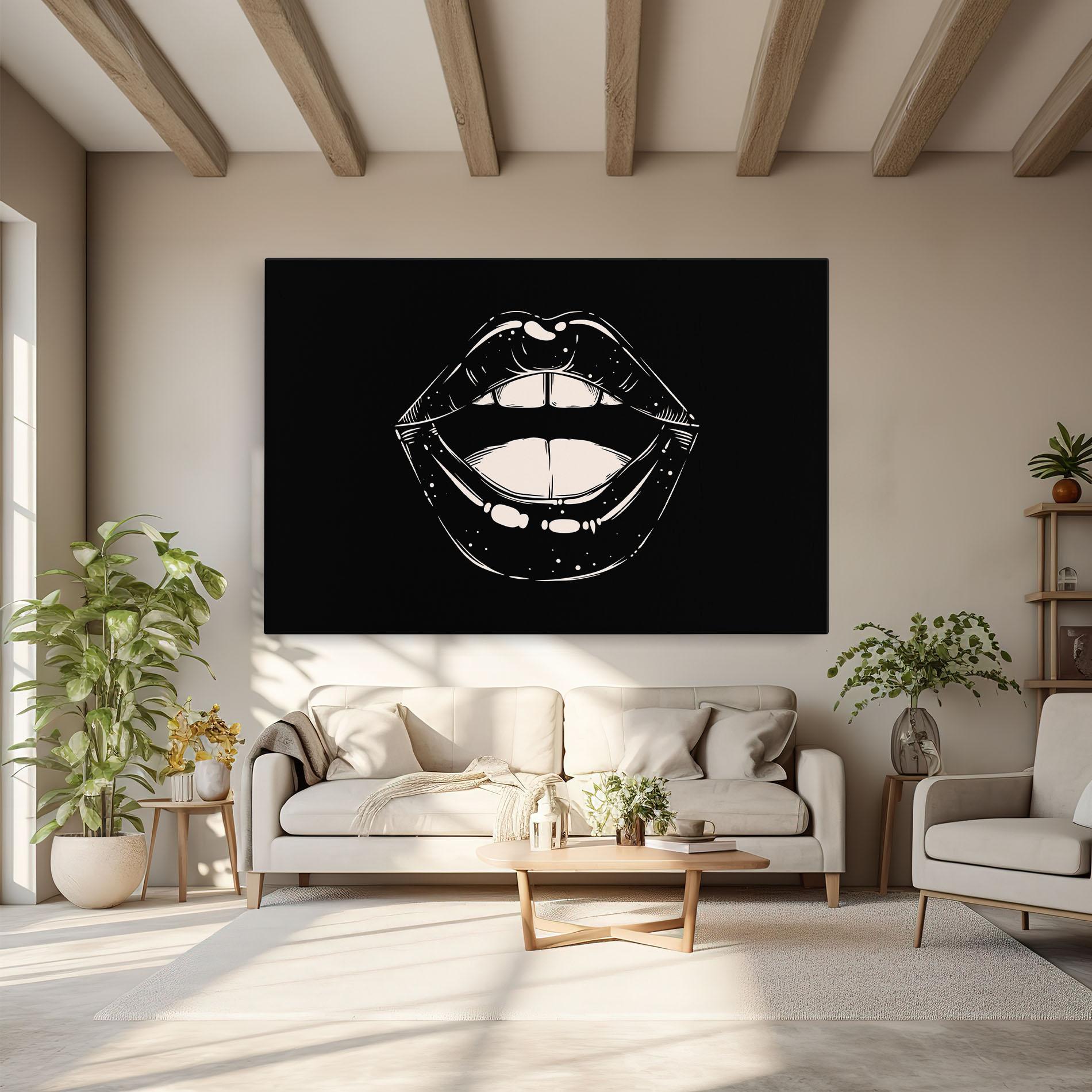 Tablou Canvas Lips On Black mockup 6