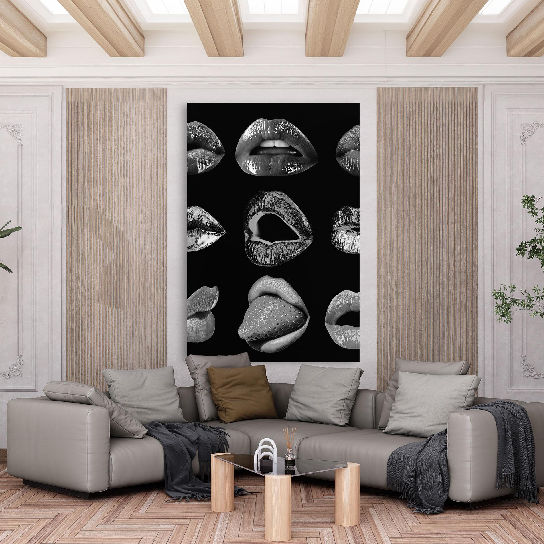 Tablou Canvas Grey Lips Collage mockup 6