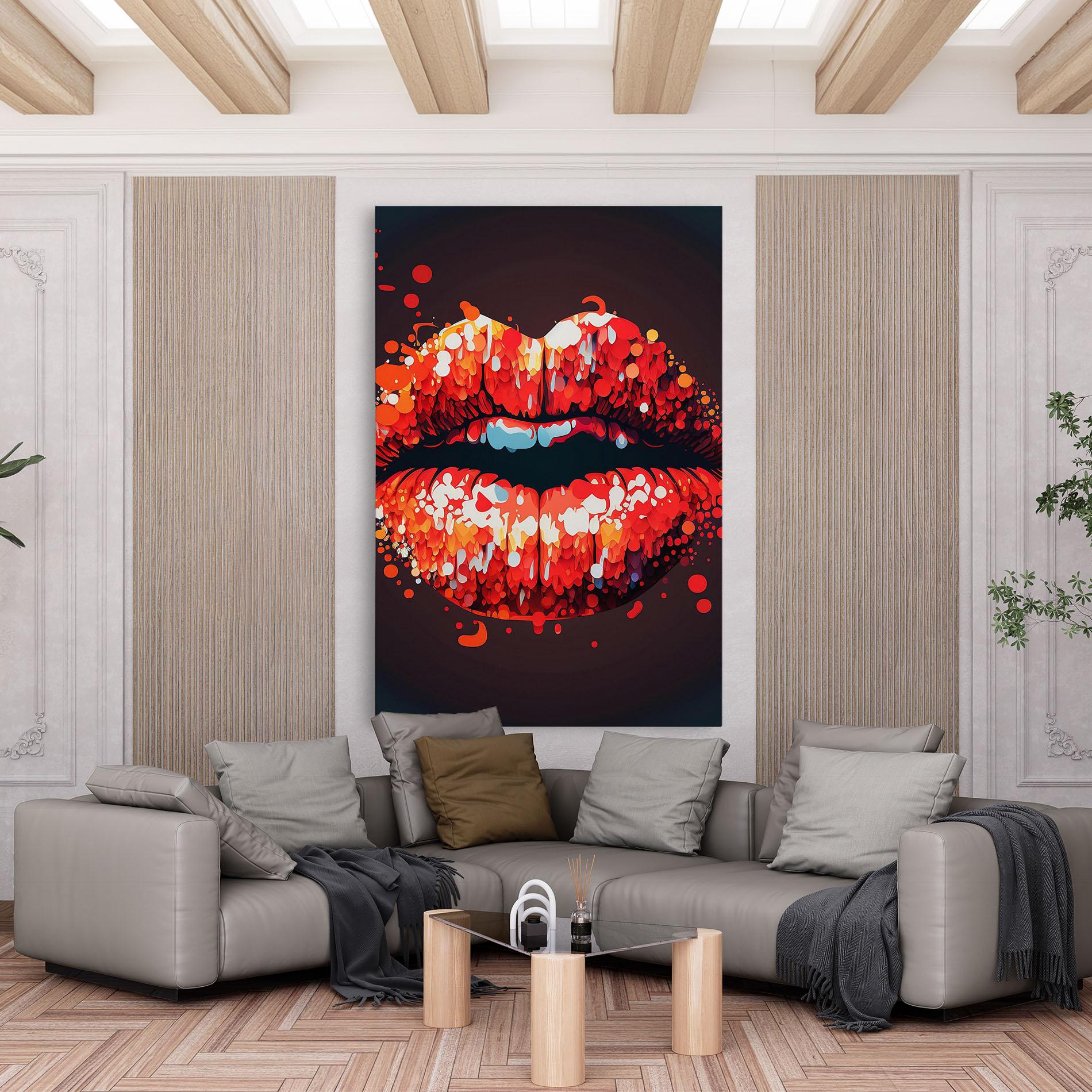 Tablou Canvas Red Lips With Word Lips It mockup 6