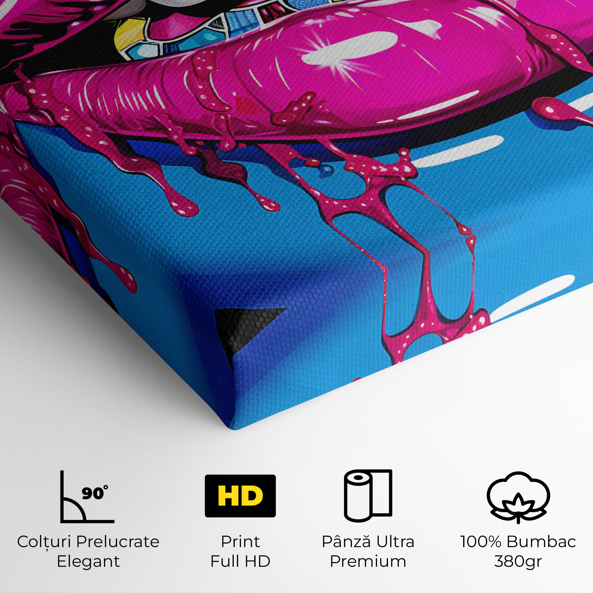 Tablou Canvas Blue Pink Lips Art mockup 4