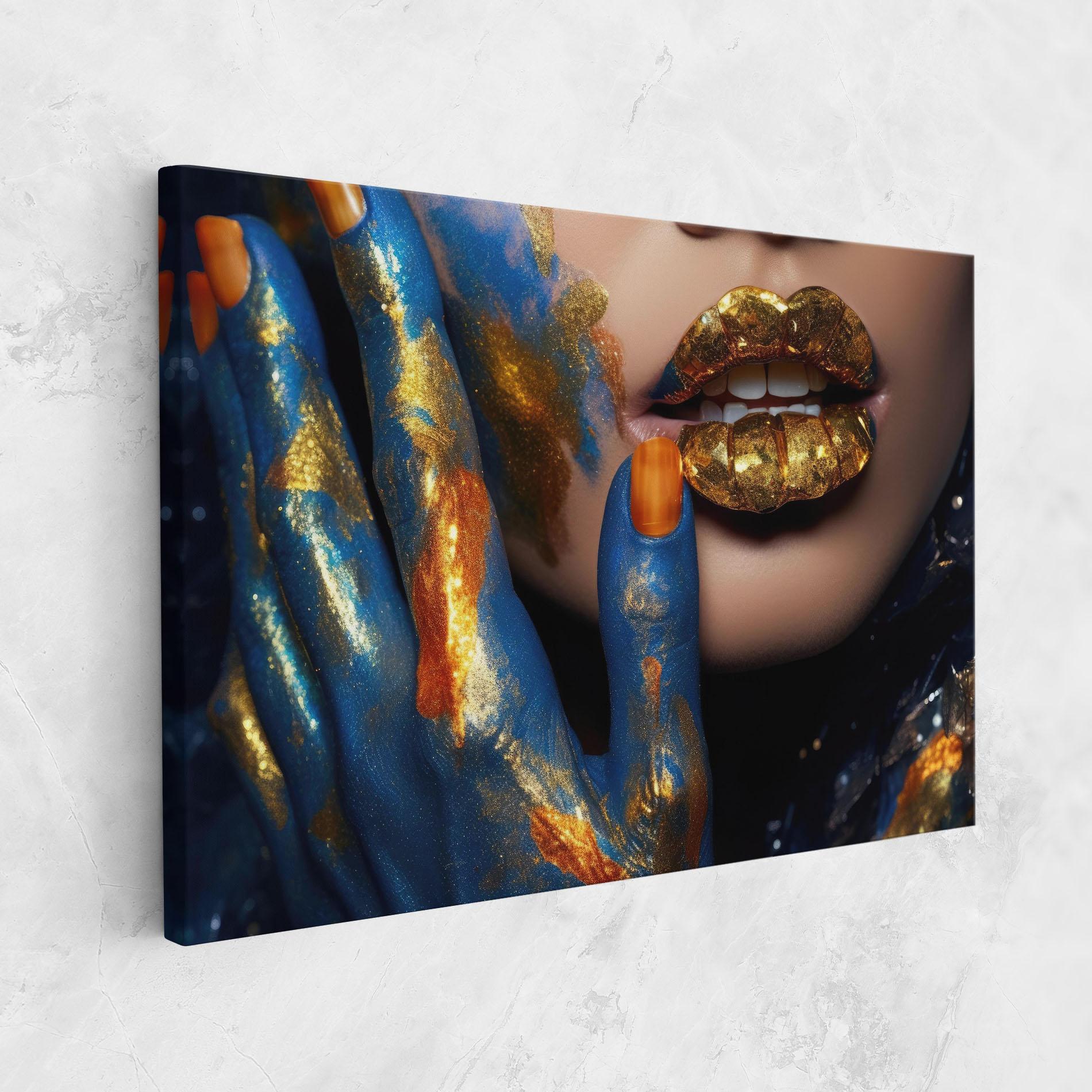Tablou Canvas Blue Hand Lips mockup 1