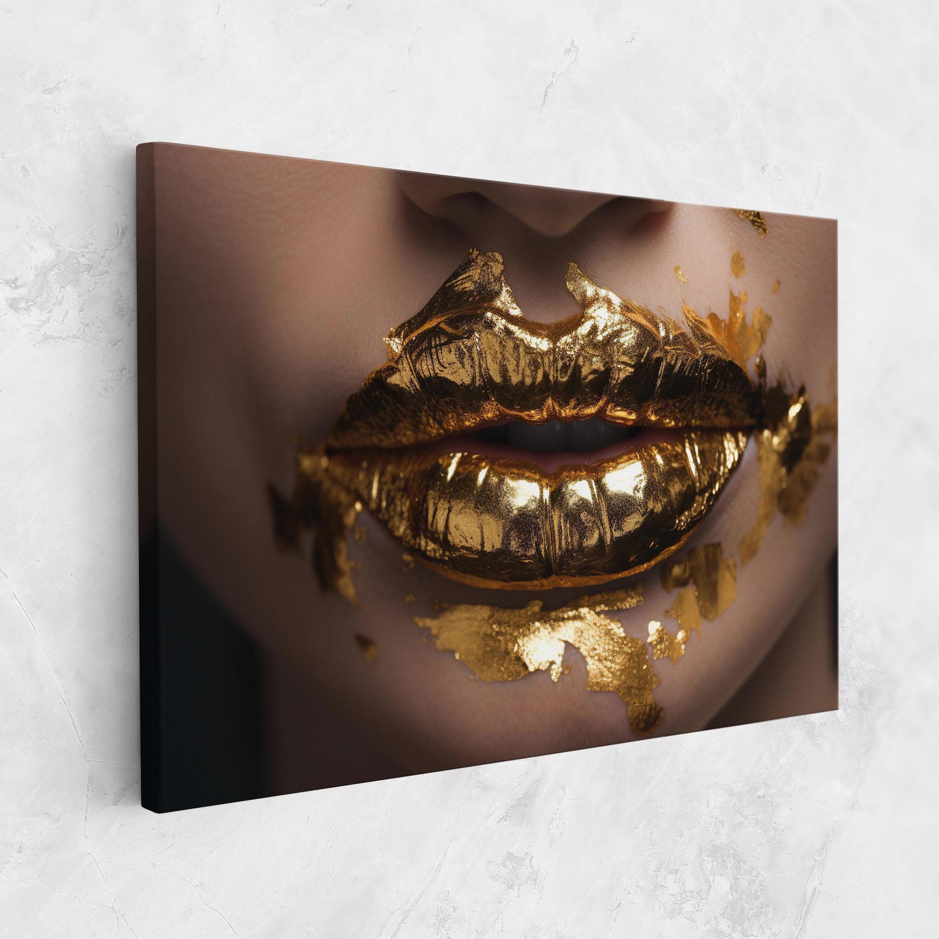 Tablou Canvas Close Gold Lips mockup 1