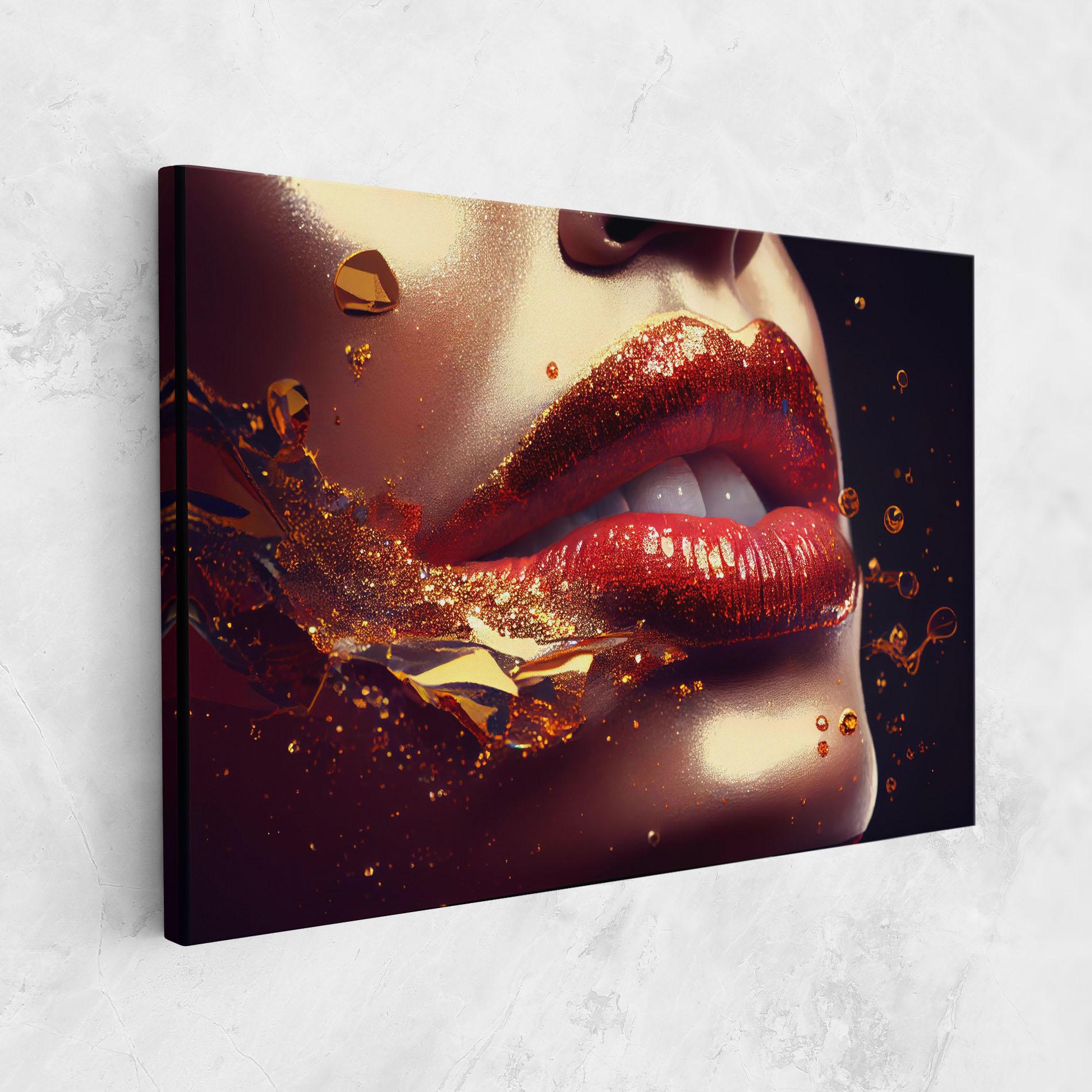 Tablou Canvas Gold Glitter Lips mockup 1
