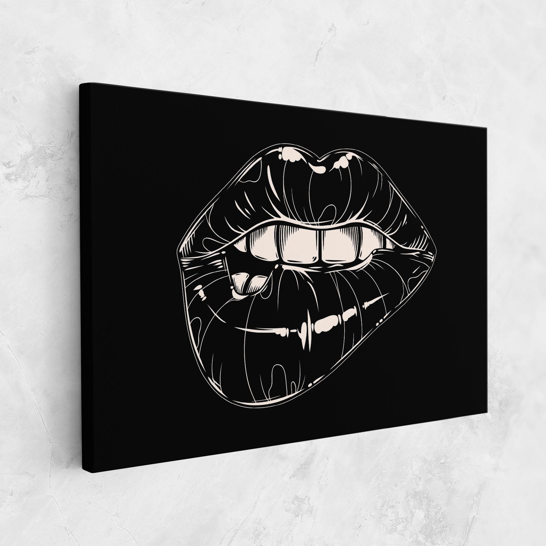 Tablou Canvas Juicy Lips On Black mockup 1