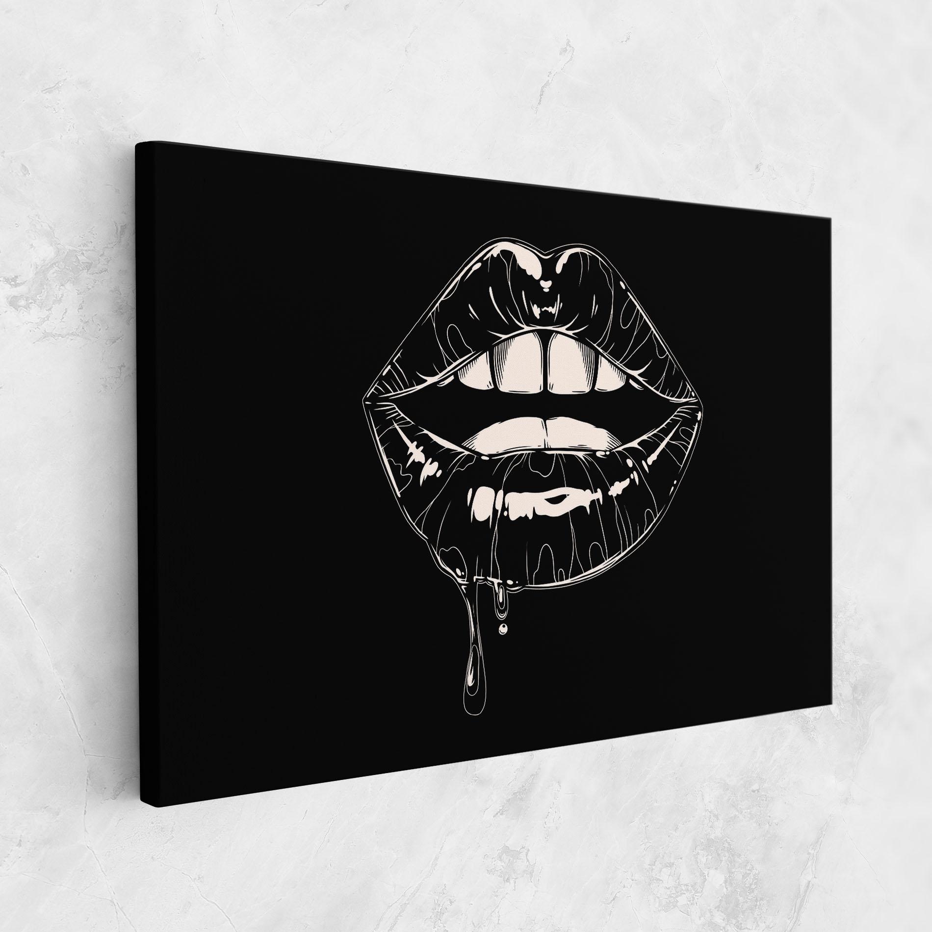Tablou Canvas Open Lips On Black mockup 1
