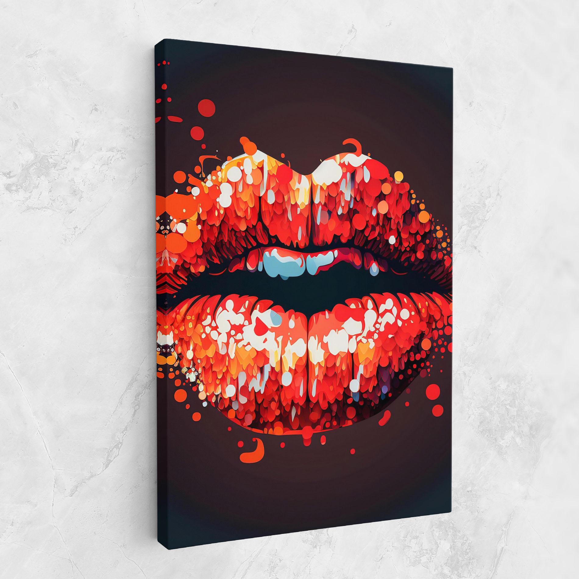 Tablou Canvas Red Lips With Word Lips It mockup 1