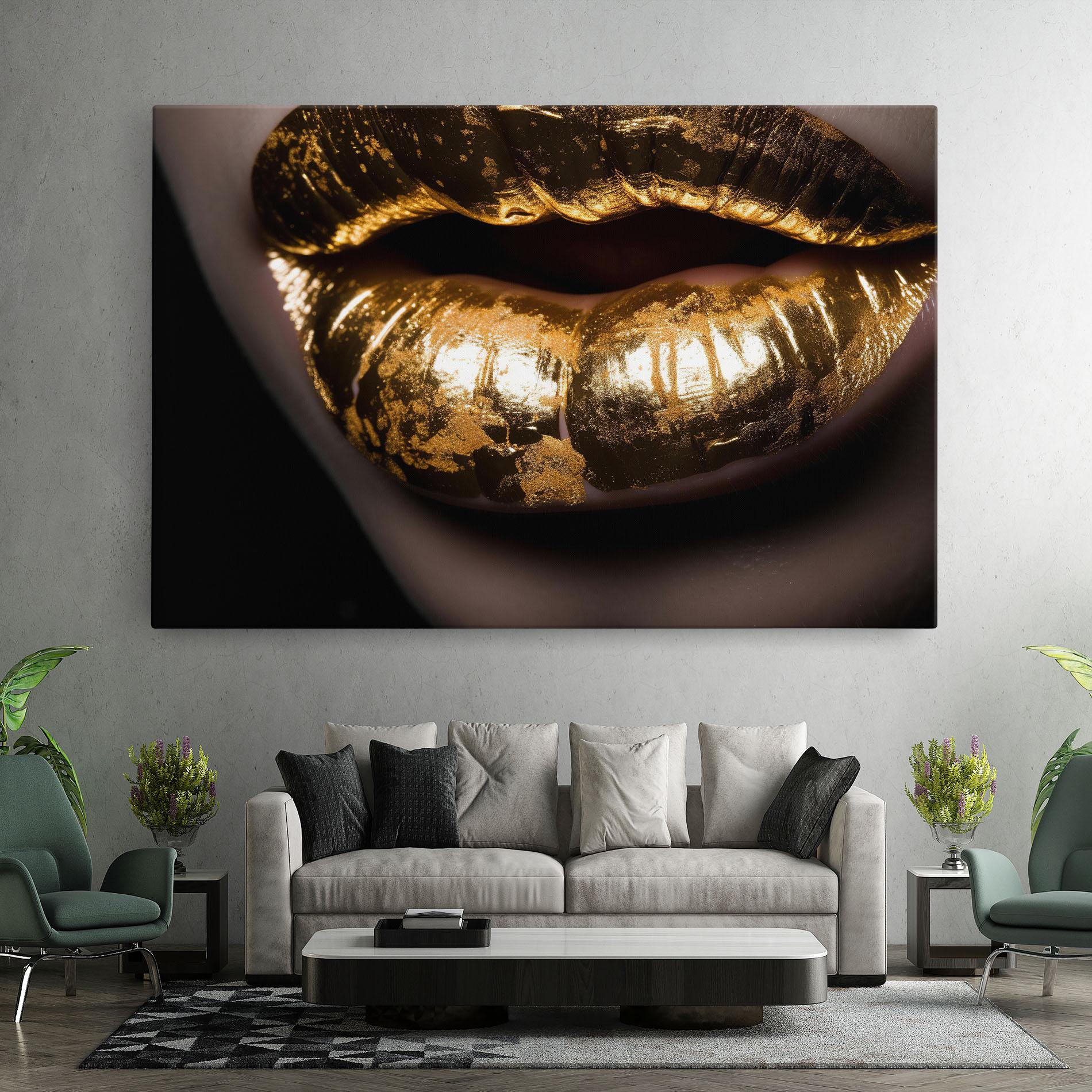Tablou Canvas Big Gold Lips mockup 7