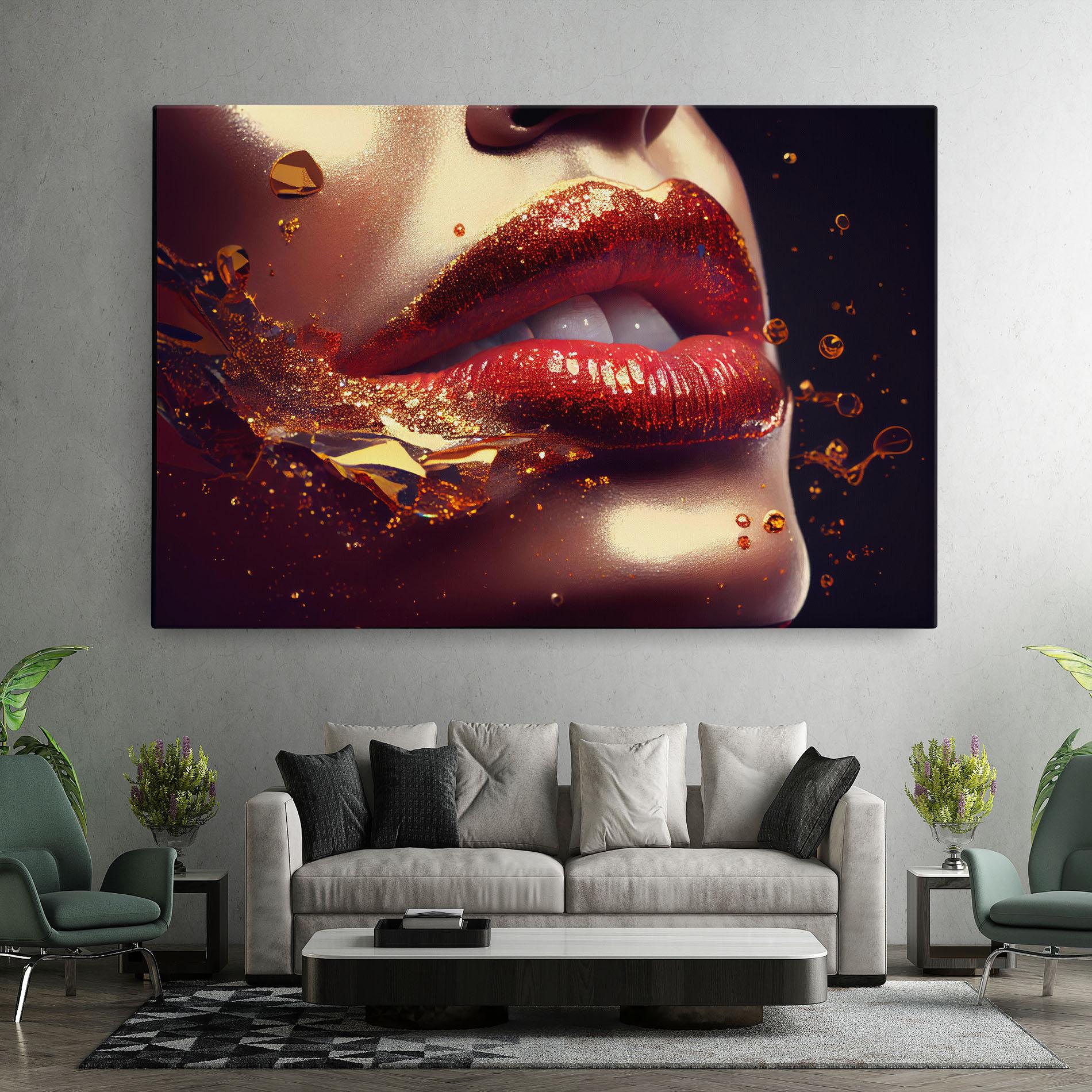 Tablou Canvas Gold Glitter Lips mockup 7