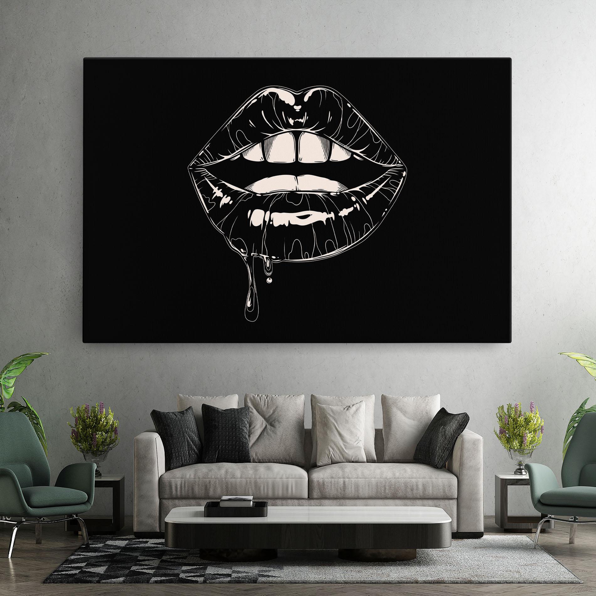 Tablou Canvas Open Lips On Black mockup 7