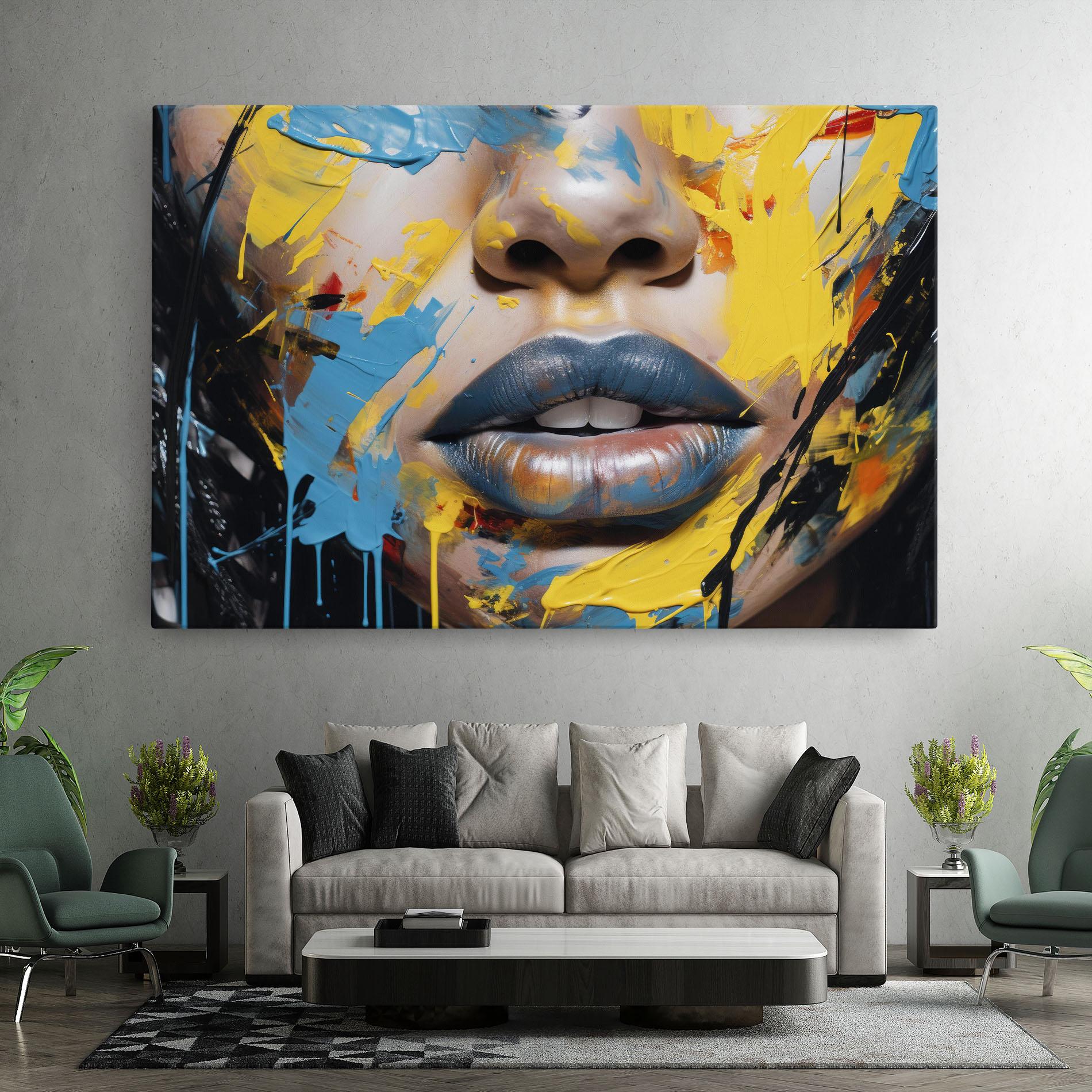 Tablou Canvas Yellow Blue Lips Art mockup 7