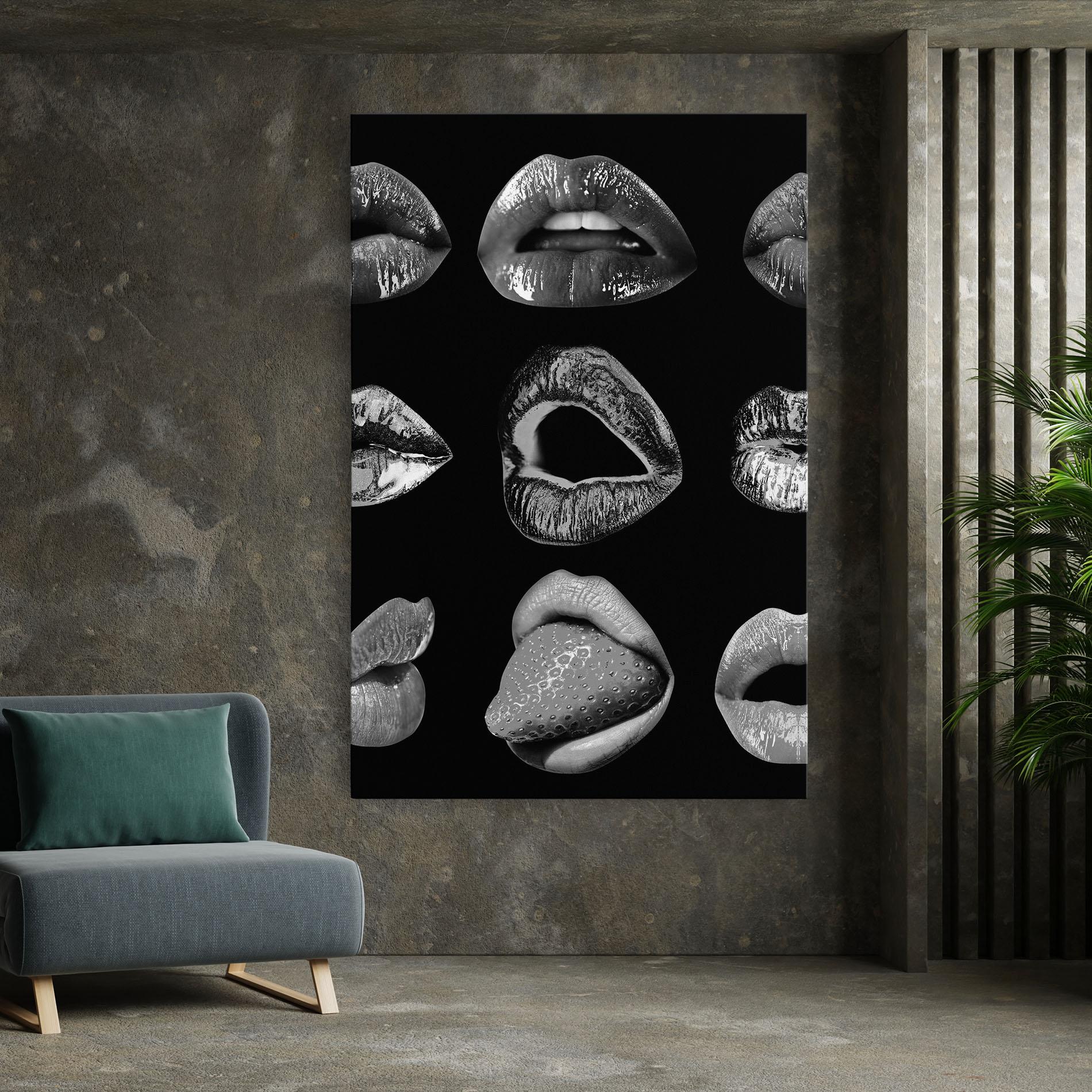 Tablou Canvas Grey Lips Collage mockup 7