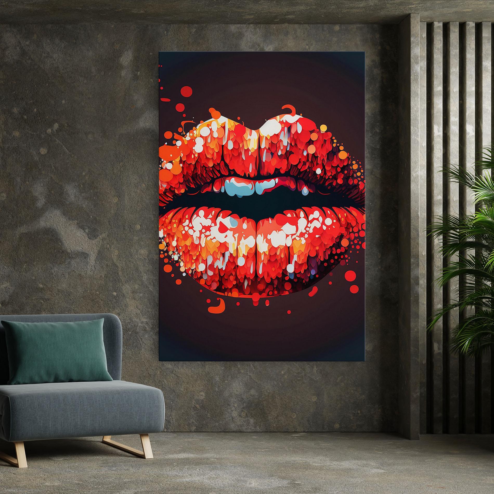 Tablou Canvas Red Lips With Word Lips It mockup 7