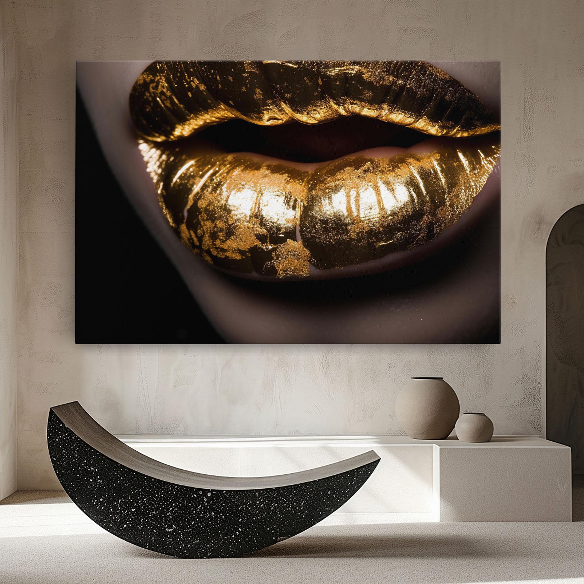 Tablou Canvas Big Gold Lips mockup 8