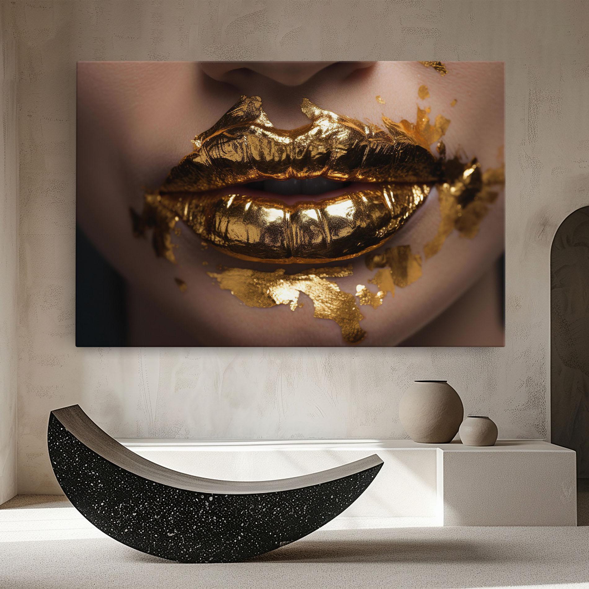 Tablou Canvas Close Gold Lips mockup 8