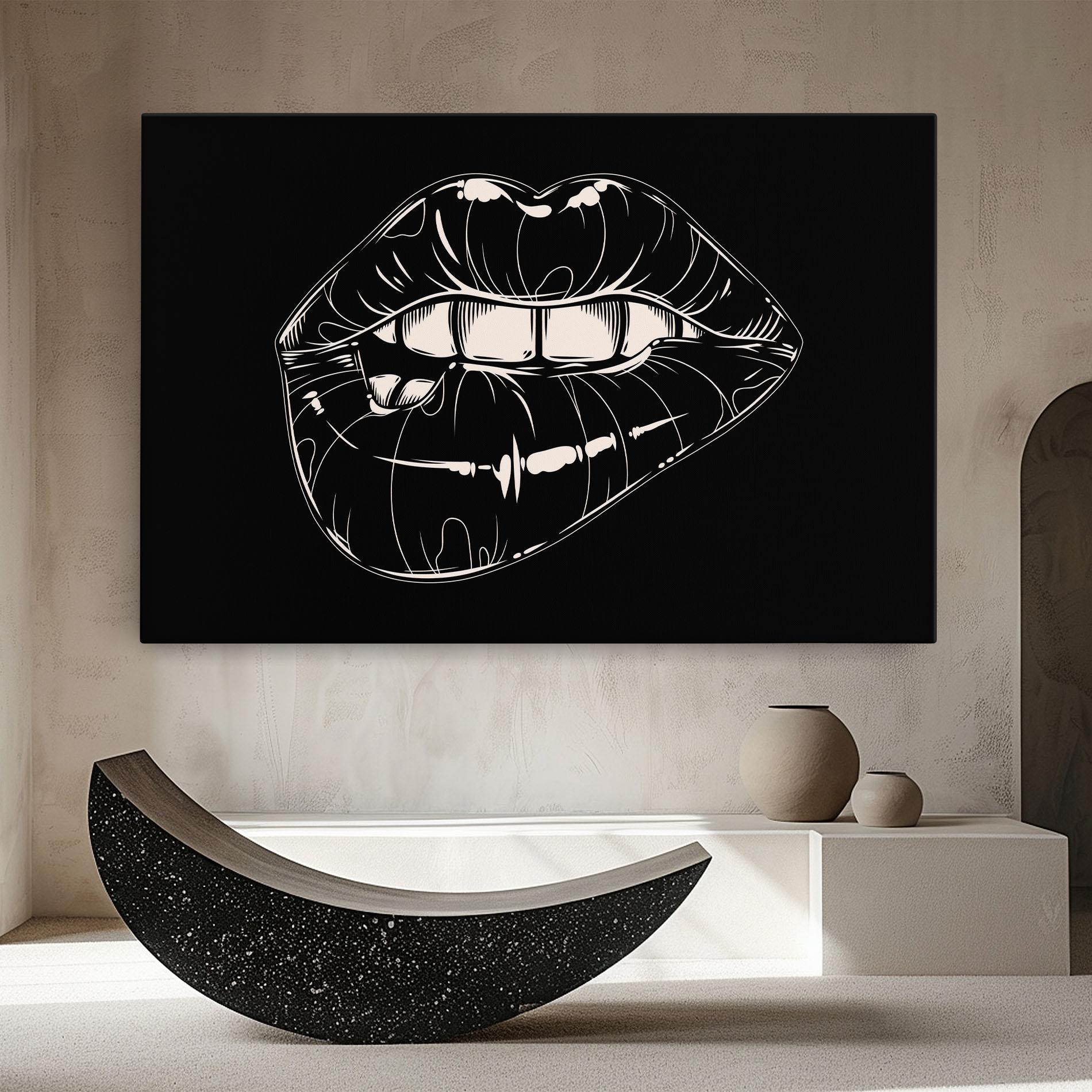 Tablou Canvas Juicy Lips On Black mockup 8