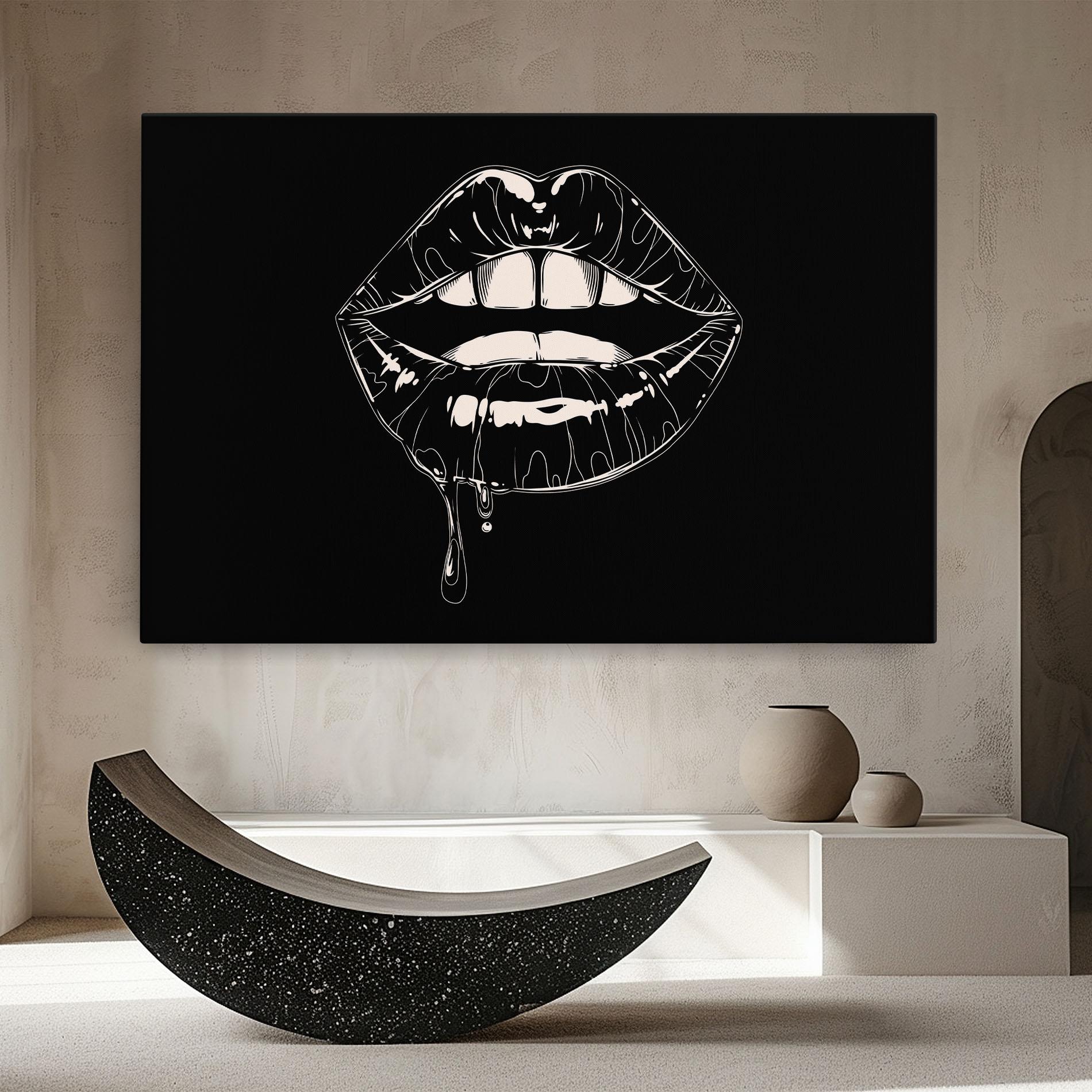 Tablou Canvas Open Lips On Black mockup 8