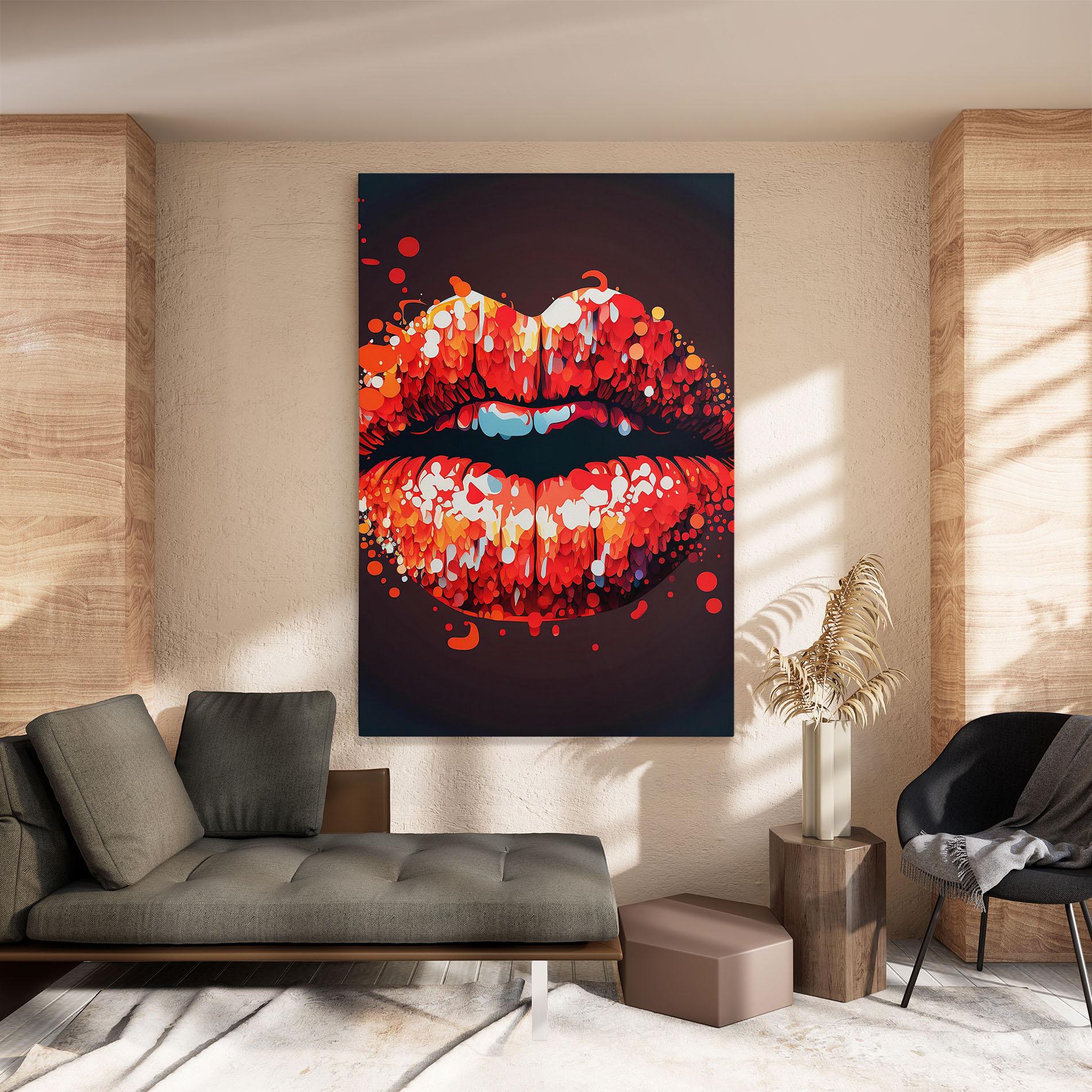 Tablou Canvas Red Lips With Word Lips It mockup 8