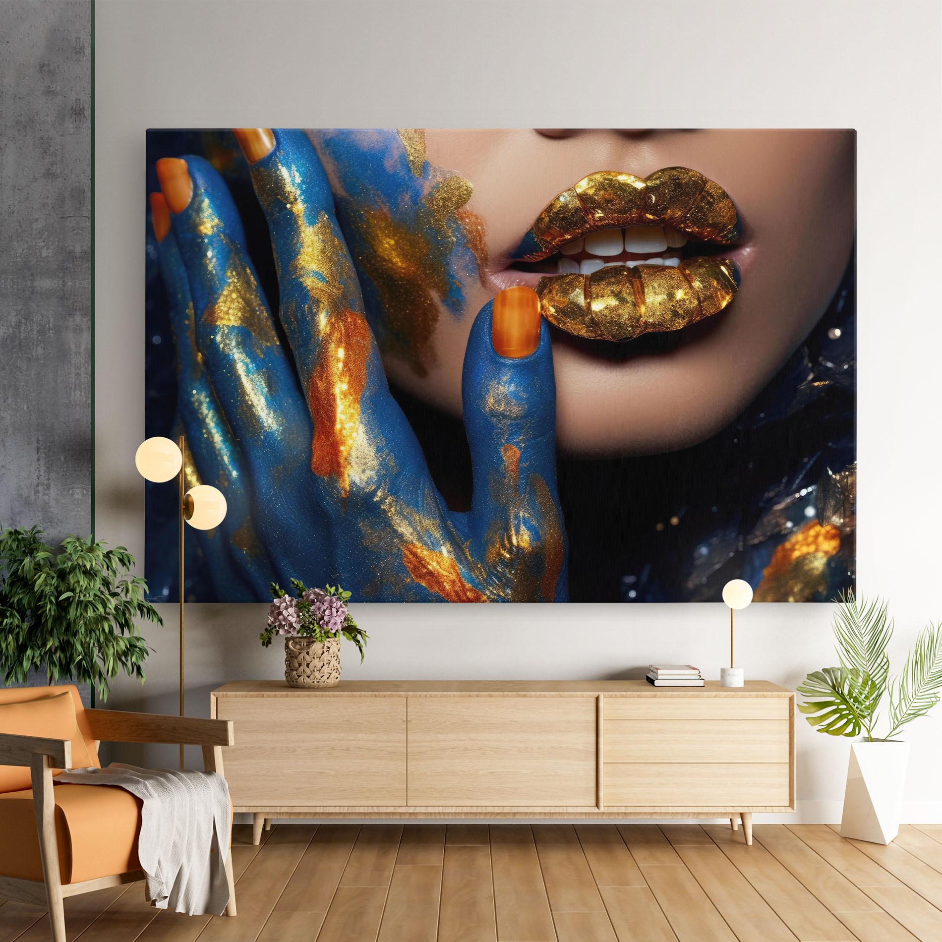 Tablou Canvas Blue Hand Lips mockup 9