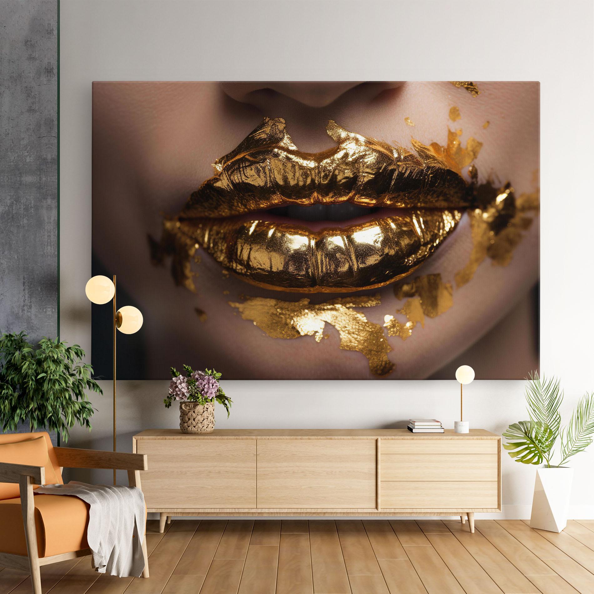 Tablou Canvas Close Gold Lips mockup 9