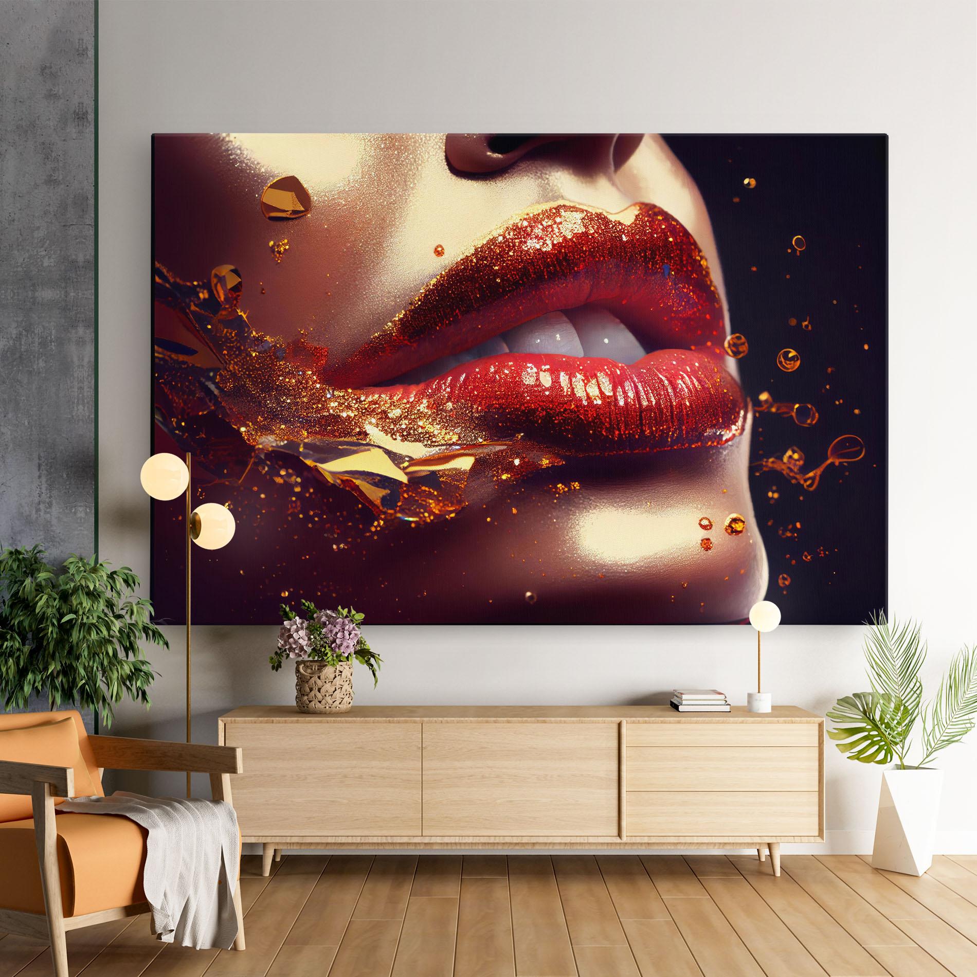Tablou Canvas Gold Glitter Lips mockup 9