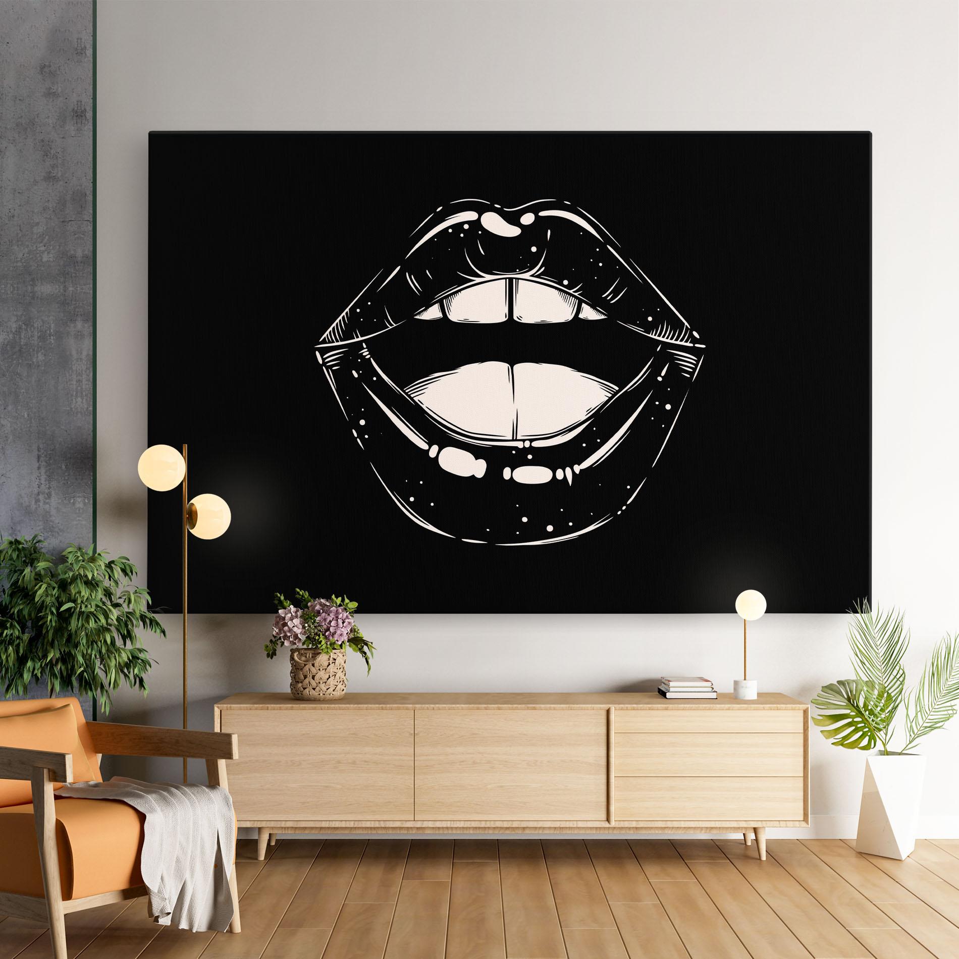 Tablou Canvas Lips On Black mockup 9