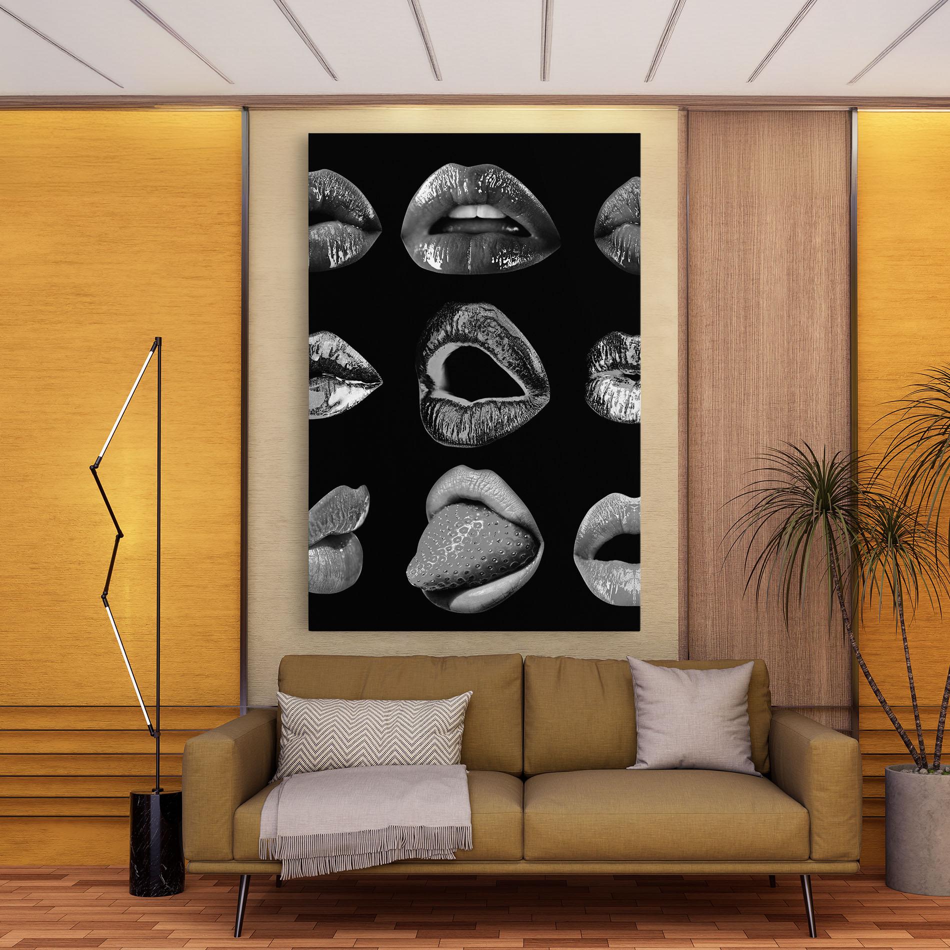 Tablou Canvas Grey Lips Collage mockup 9