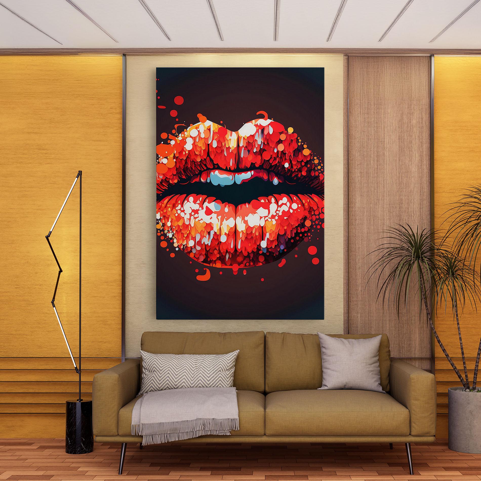 Tablou Canvas Red Lips With Word Lips It mockup 9