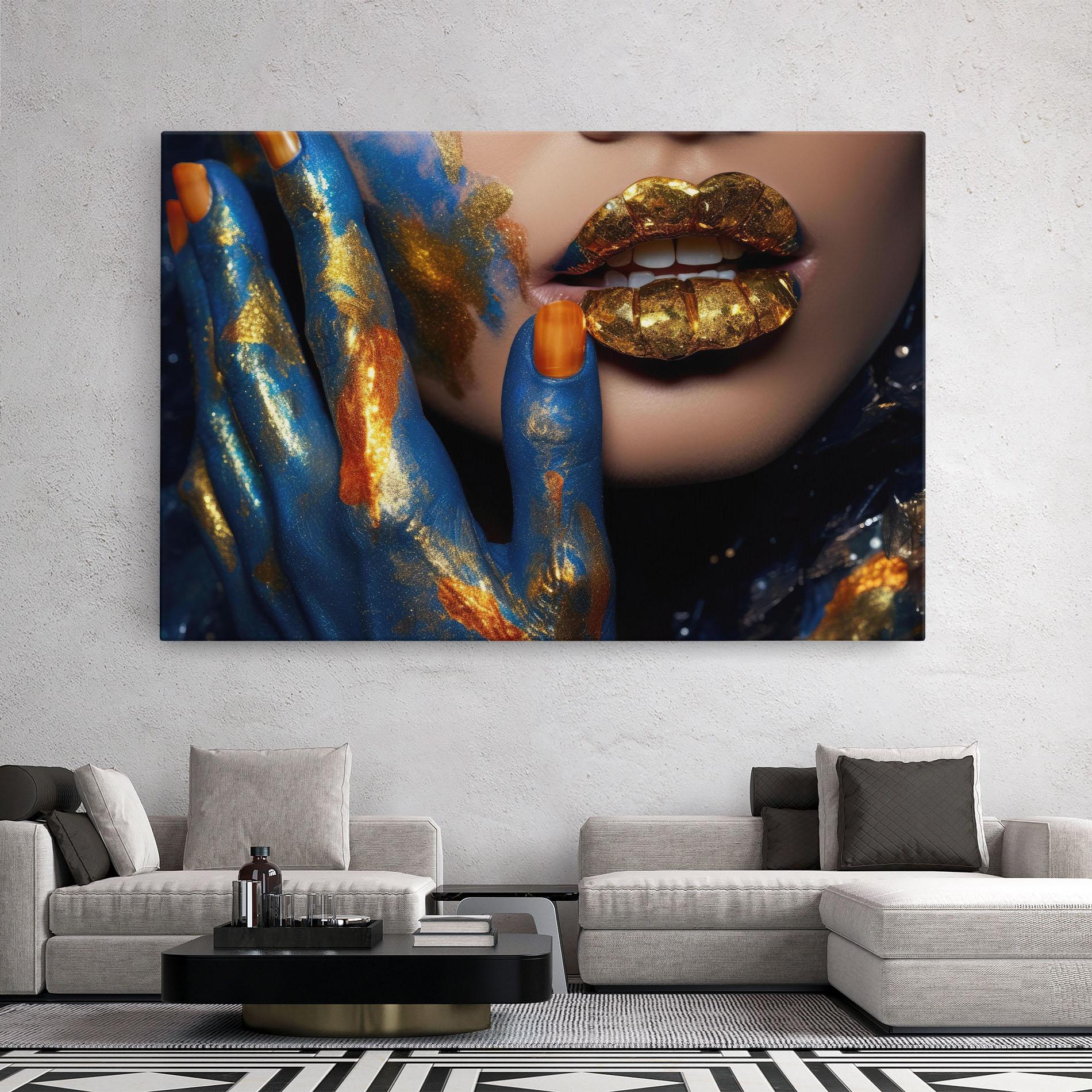 Tablou Canvas Blue Hand Lips mockup 2