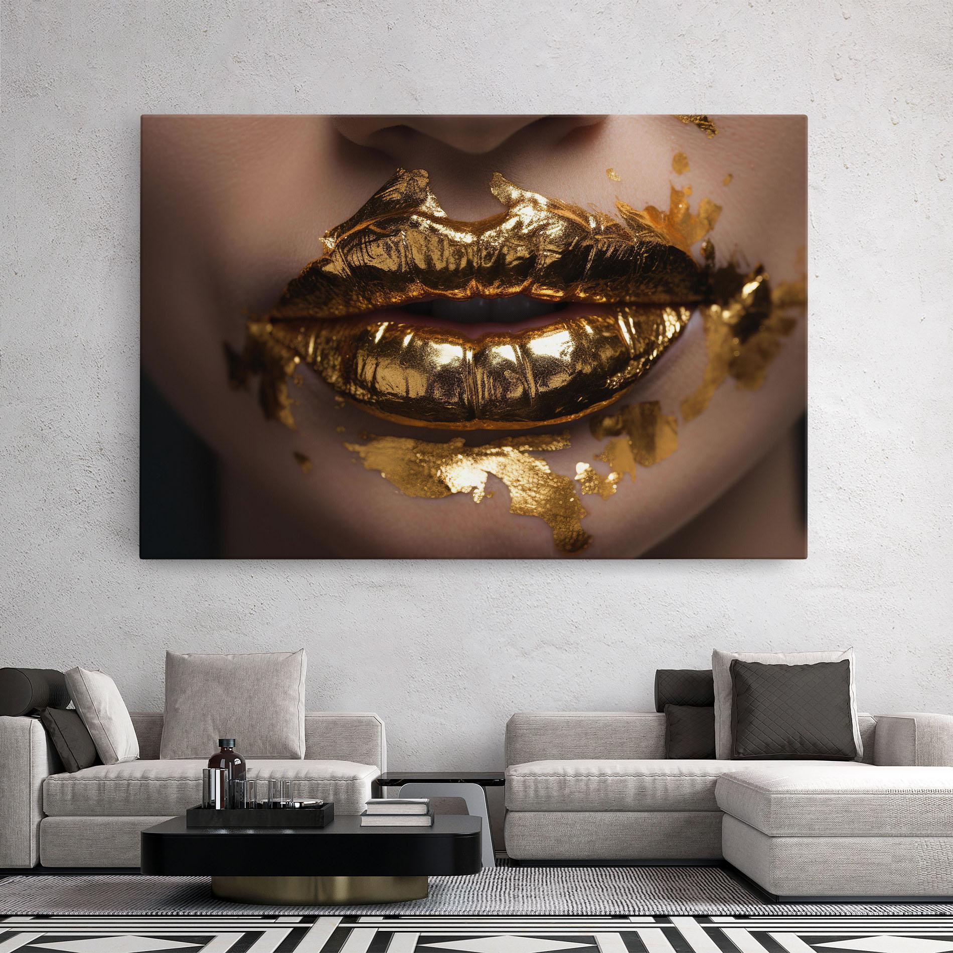 Tablou Canvas Close Gold Lips mockup 2