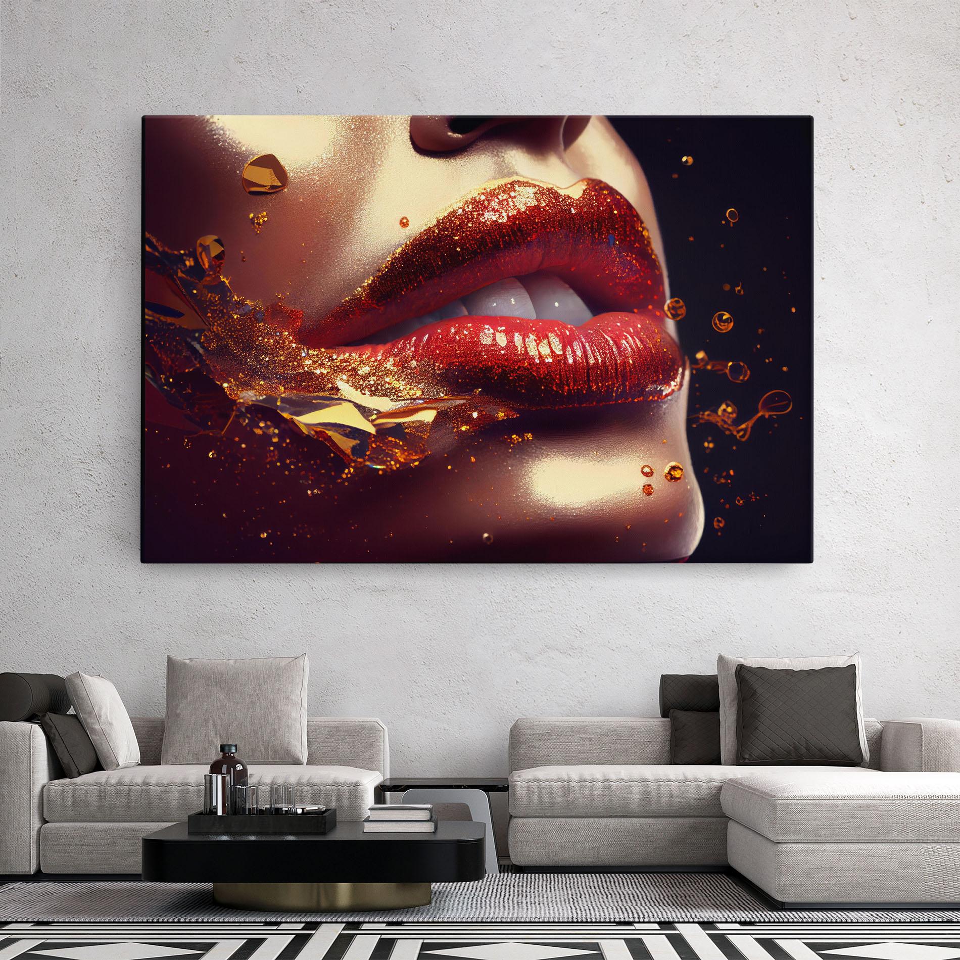 Tablou Canvas Gold Glitter Lips mockup 2
