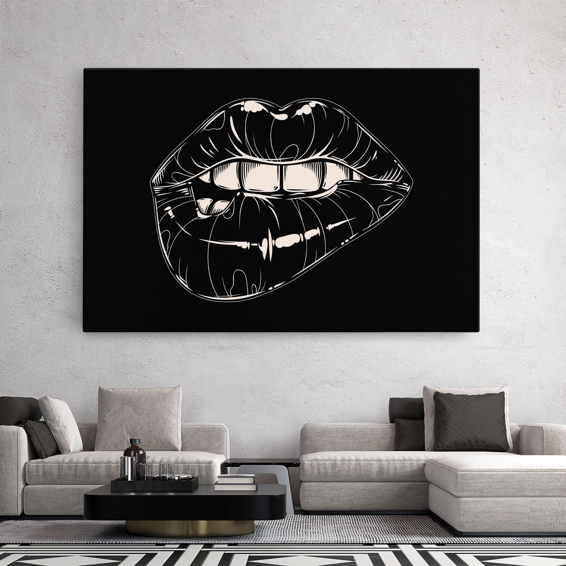 Tablou Canvas Juicy Lips On Black mockup 2