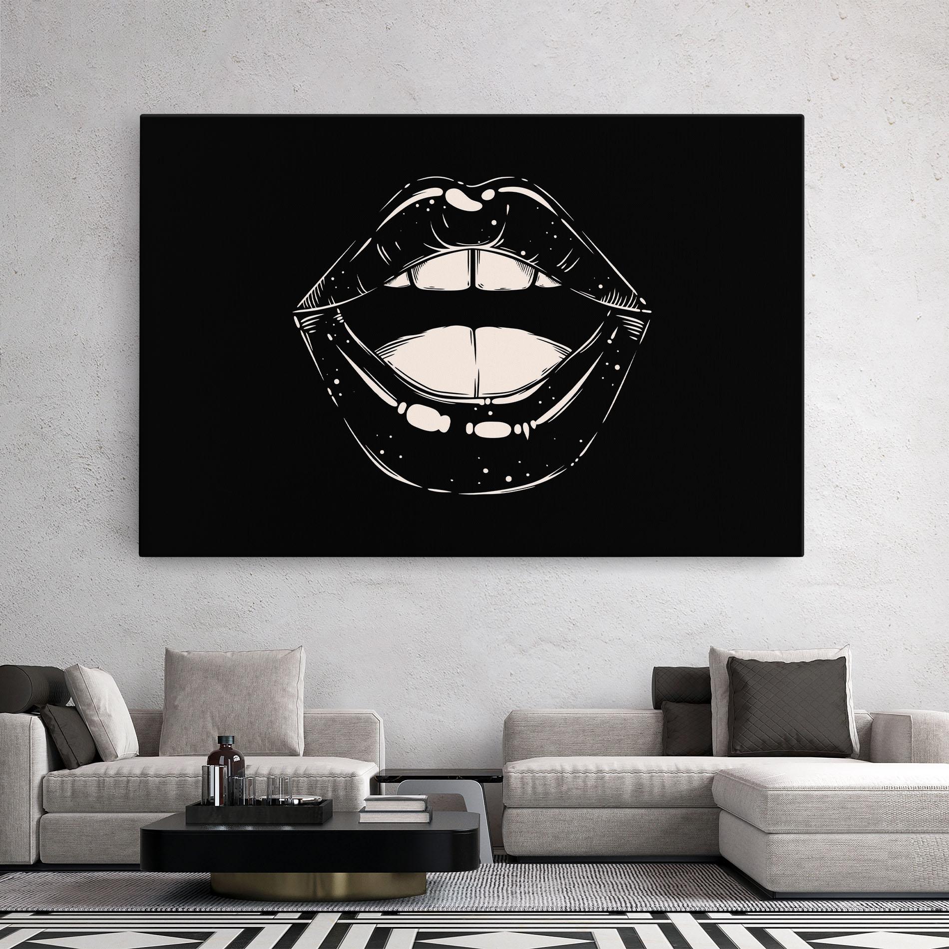 Tablou Canvas Lips On Black mockup 2