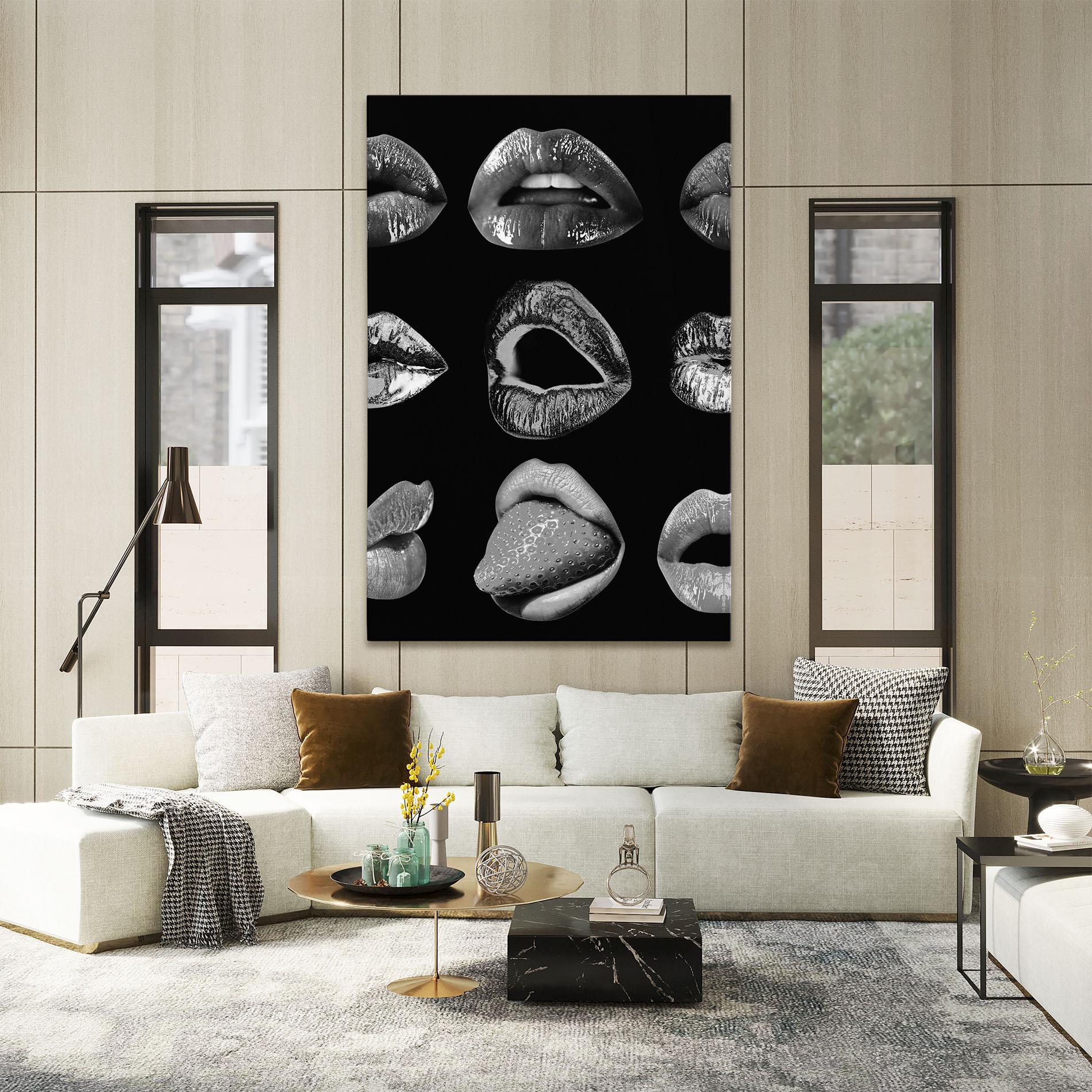 Tablou Canvas Grey Lips Collage mockup 2