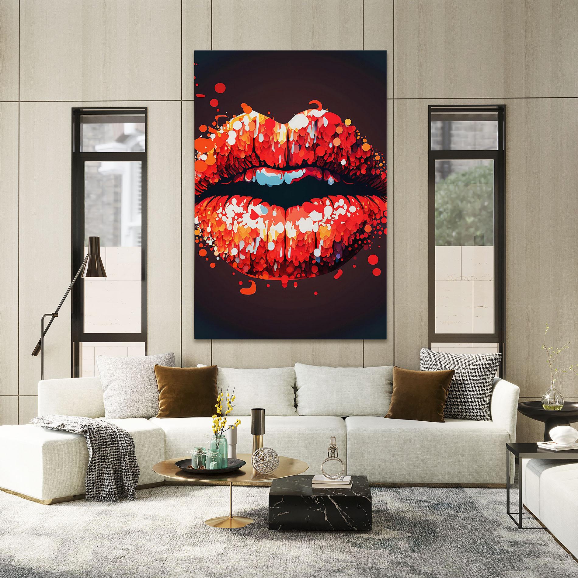 Tablou Canvas Red Lips With Word Lips It mockup 2