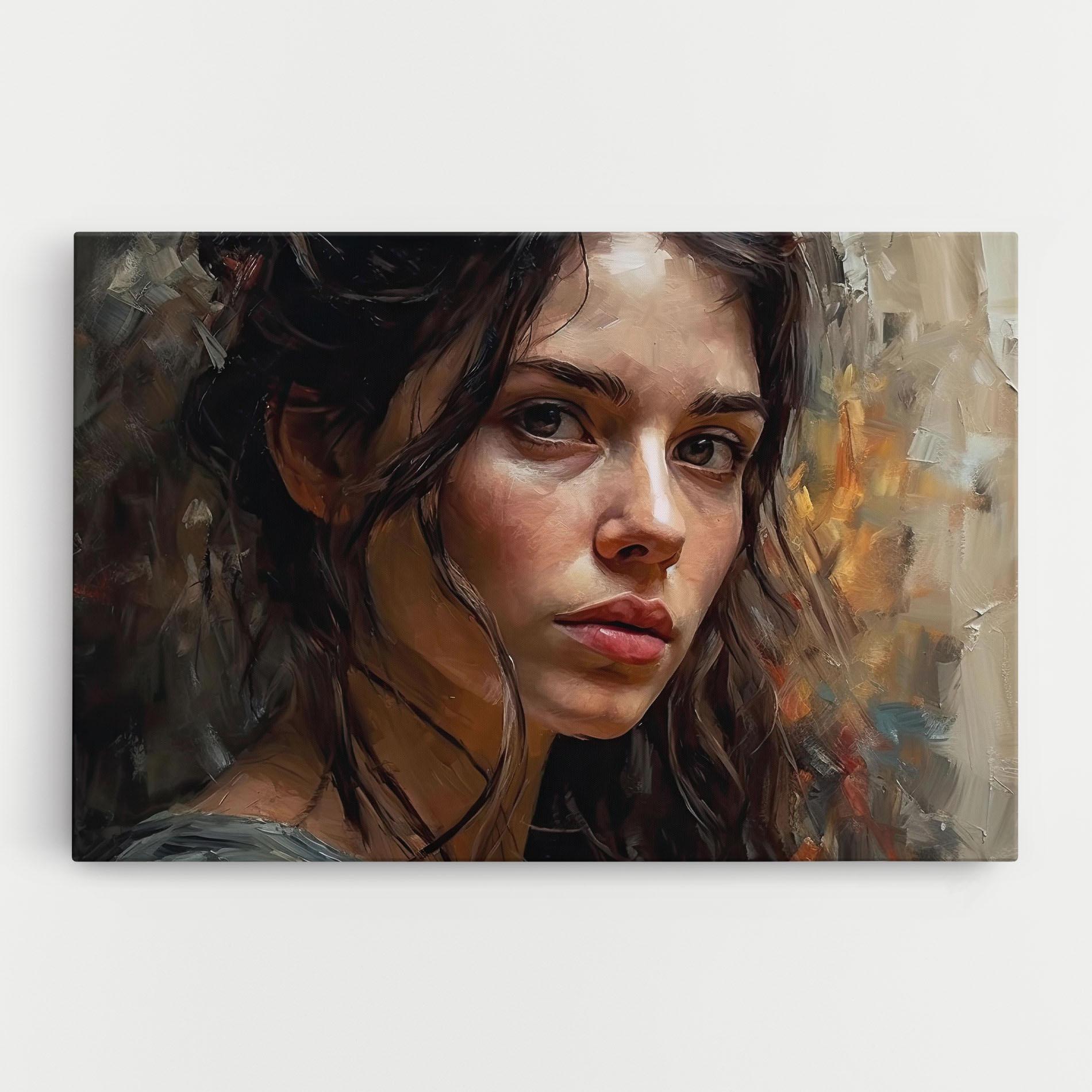 Tablou Canvas Closeup Impasto Portrait mockup 0
