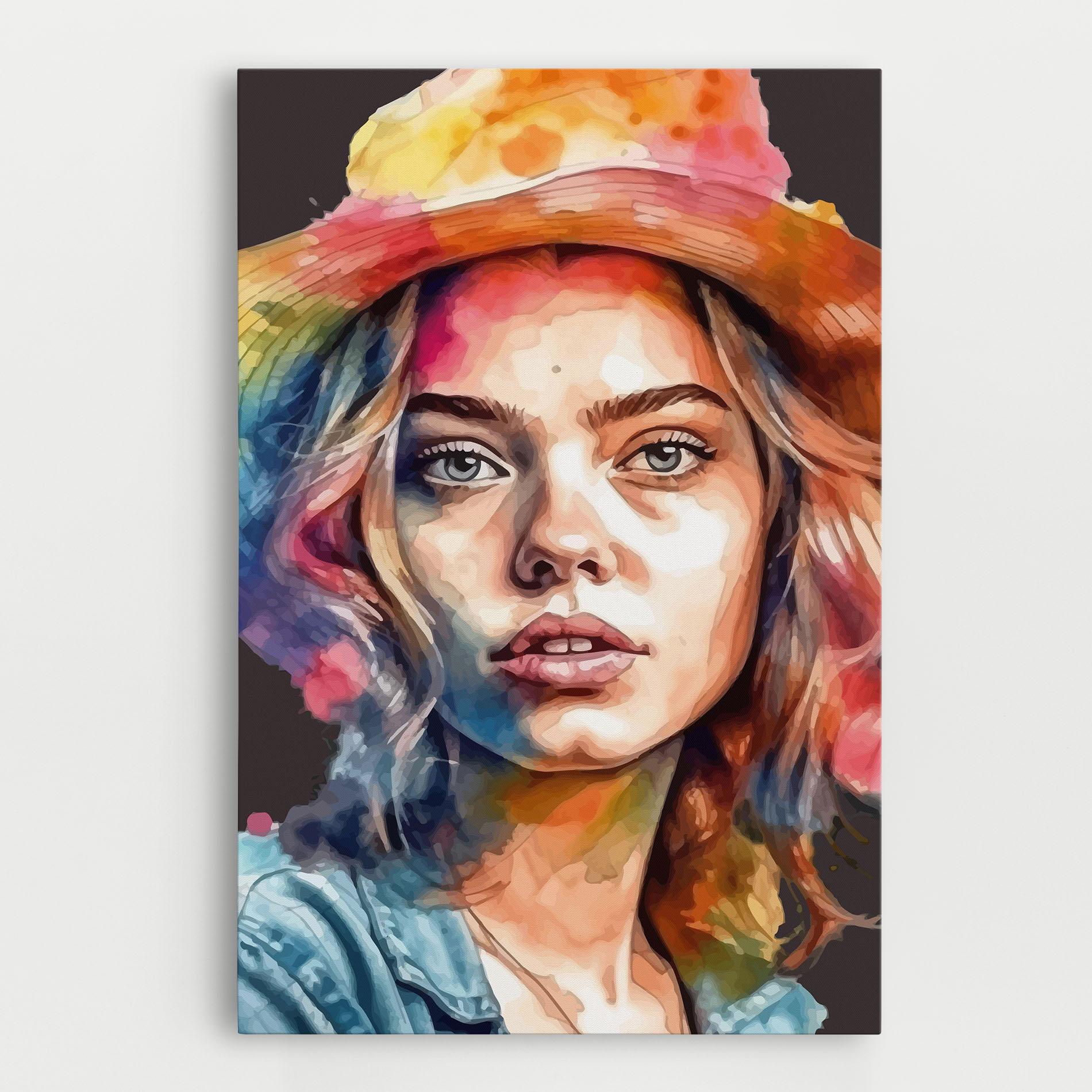 Tablou Canvas Hat Portrait Girl mockup 0