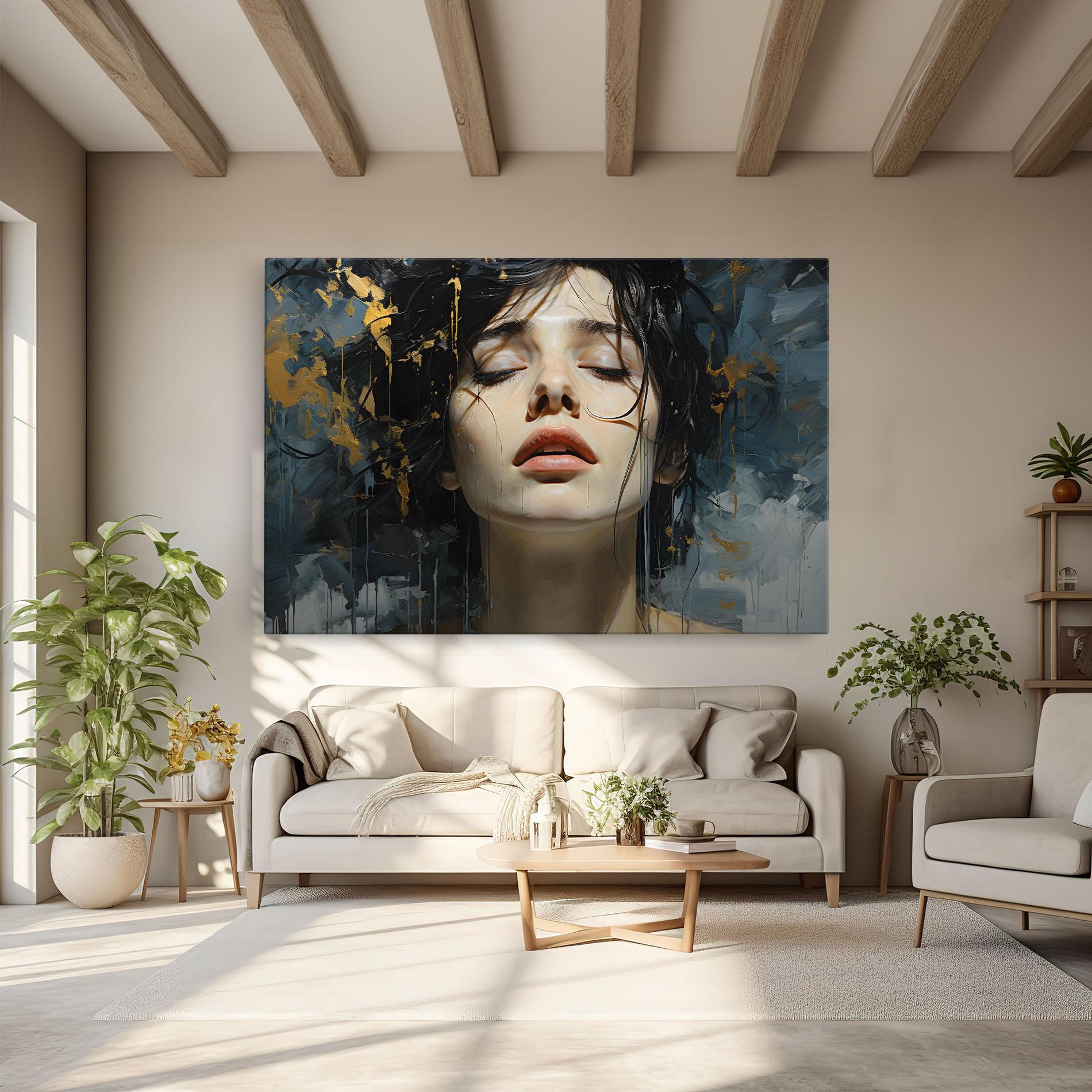 Tablou Canvas Closed Eyes Woman mockup 6