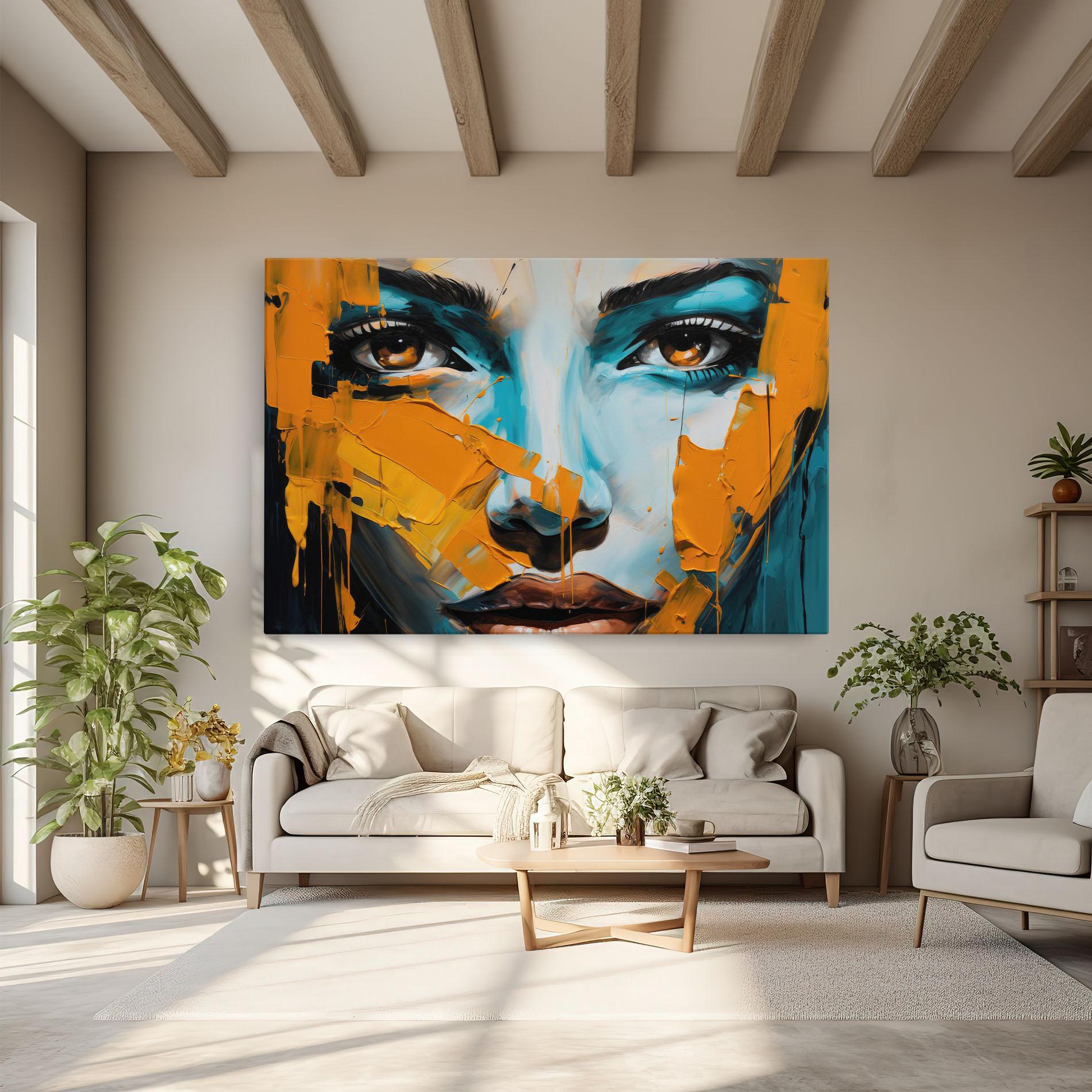 Tablou Canvas Orange Paint Portrait mockup 6