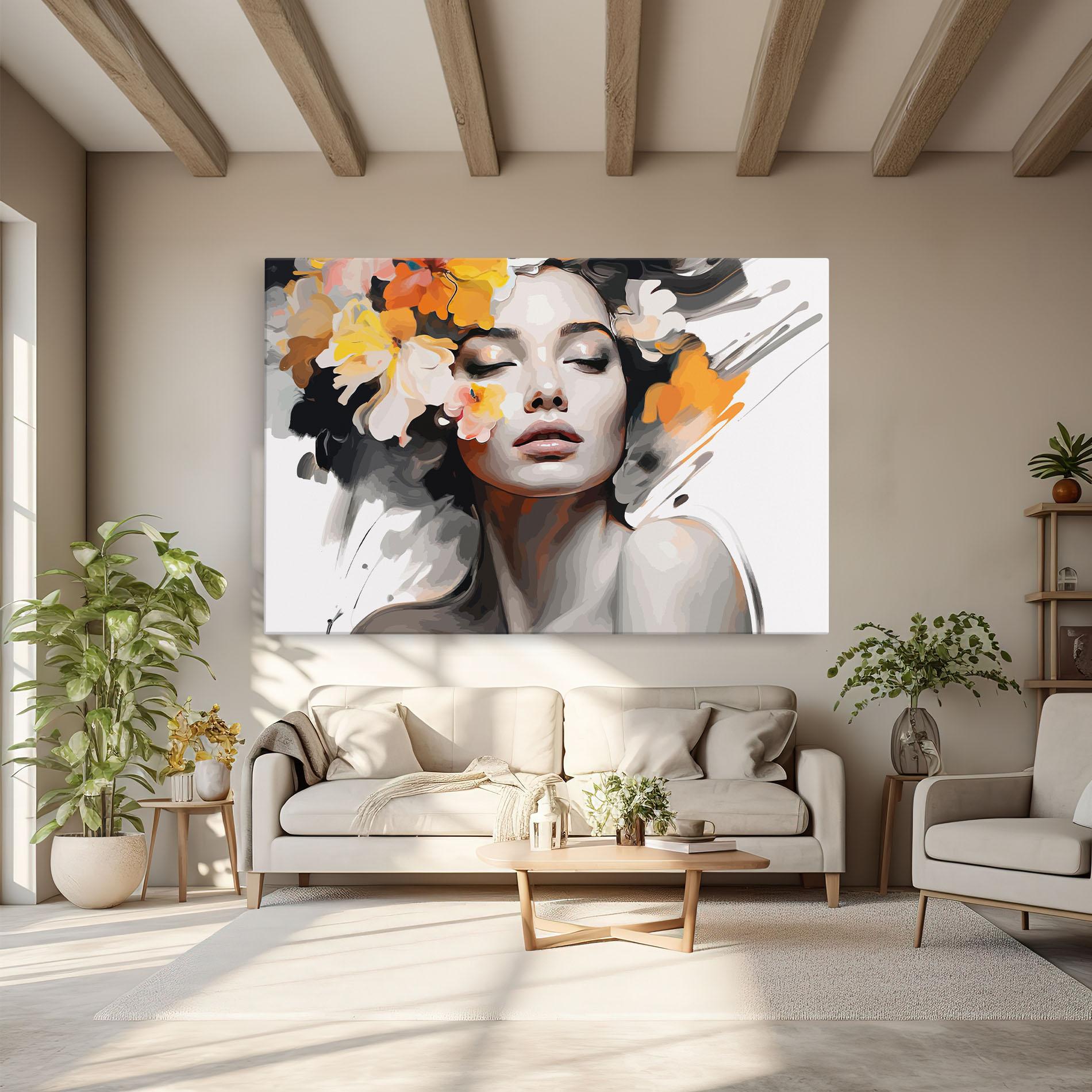 Tablou Canvas Yellow Flower Portrait mockup 6