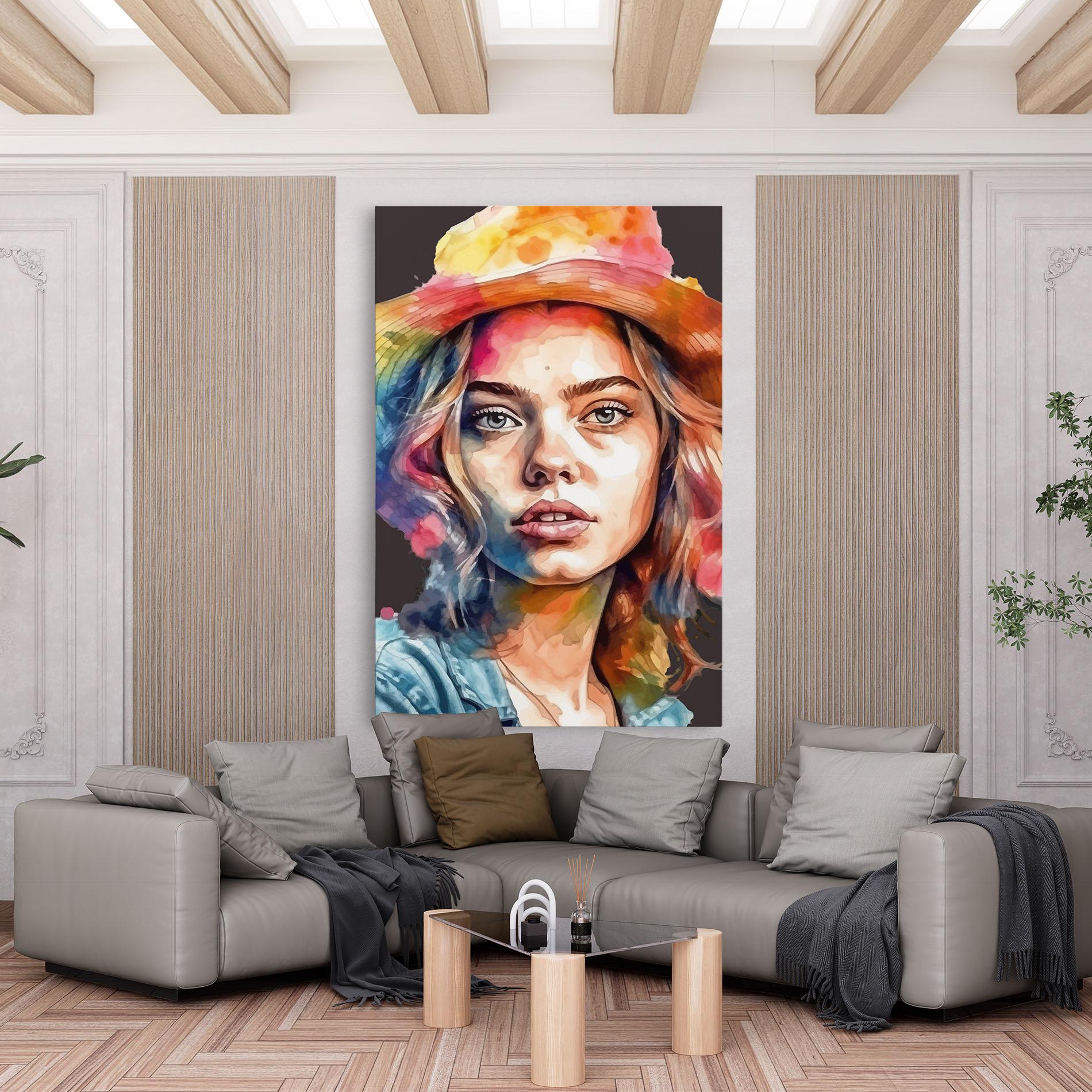 Tablou Canvas Hat Portrait Girl mockup 6