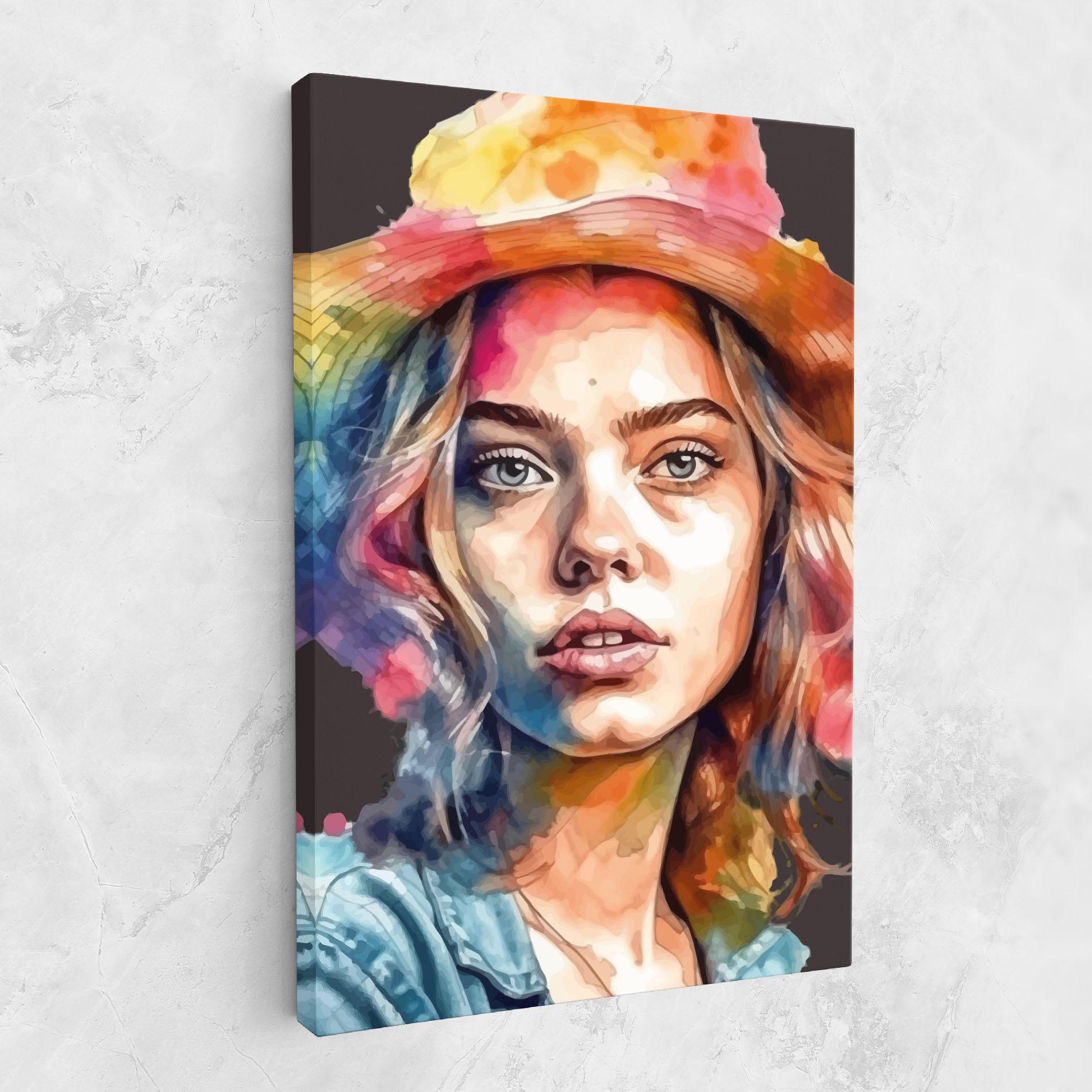 Tablou Canvas Hat Portrait Girl mockup 1