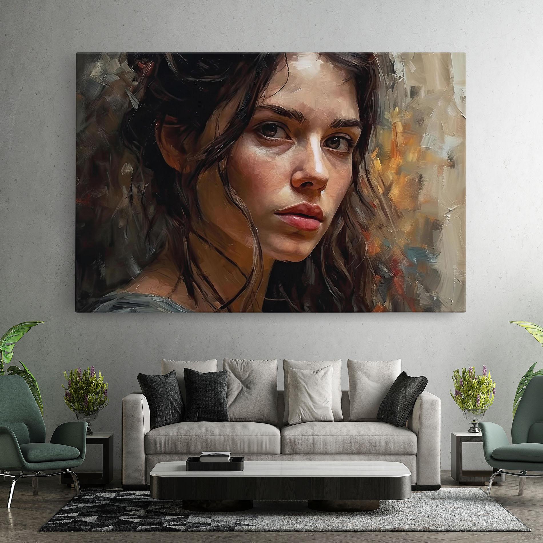 Tablou Canvas Closeup Impasto Portrait mockup 7