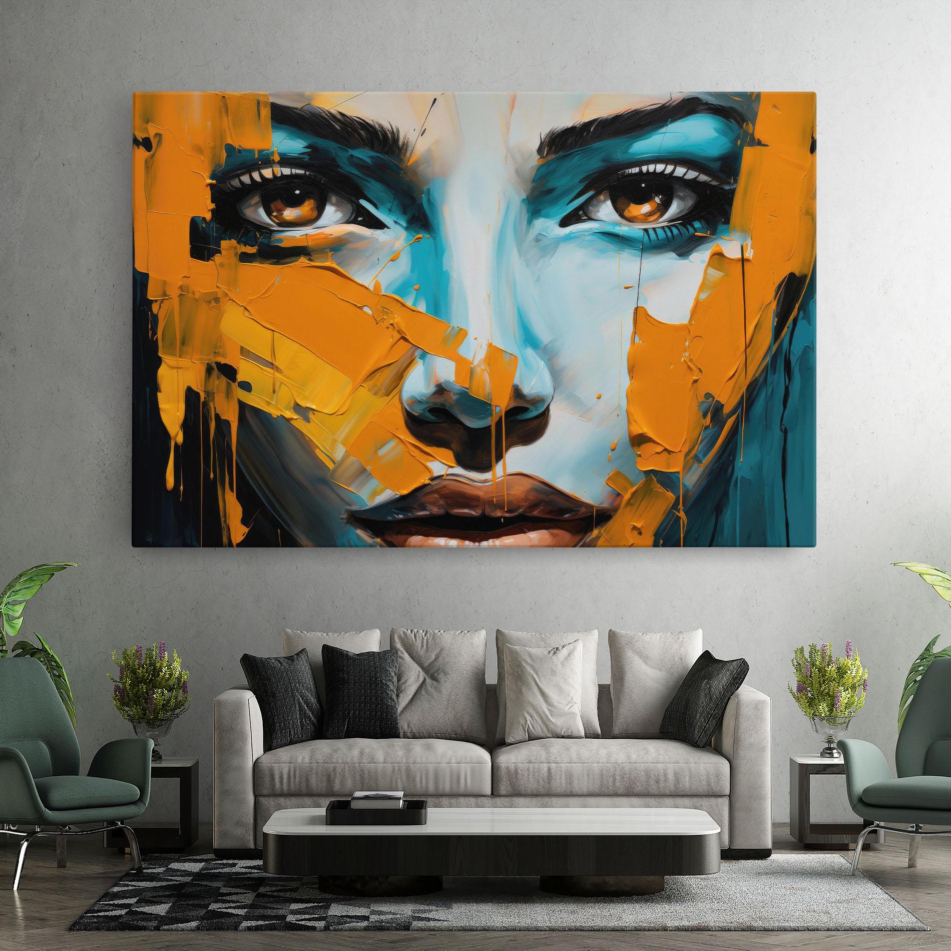 Tablou Canvas Orange Paint Portrait mockup 7