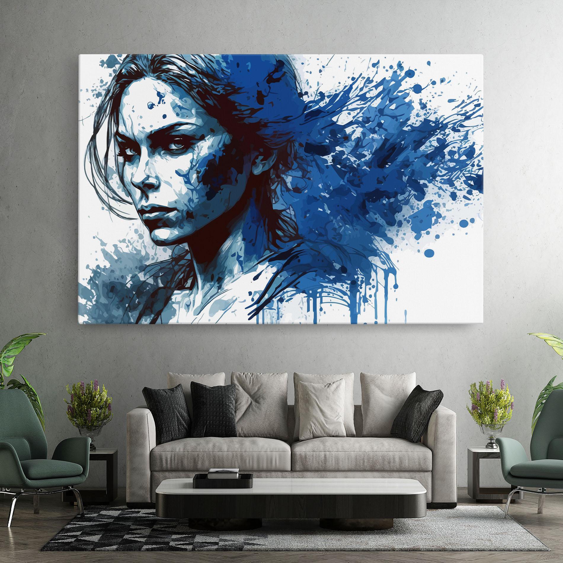 Tablou Canvas Portrait Blue Woman mockup 7